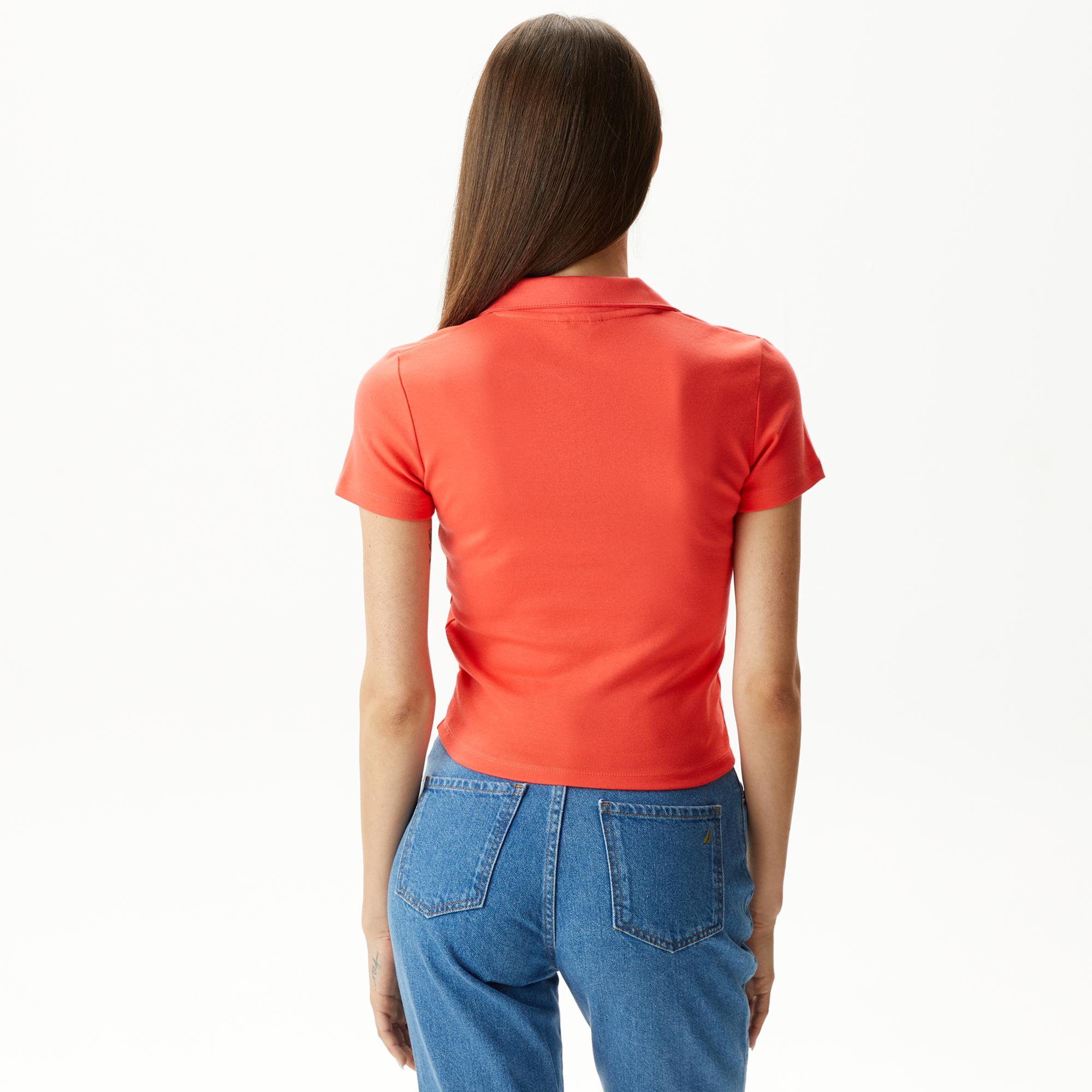 Nautica Kadın Kırmızı Slim Fit Kısa Kollu Polo Yaka T-Shirt