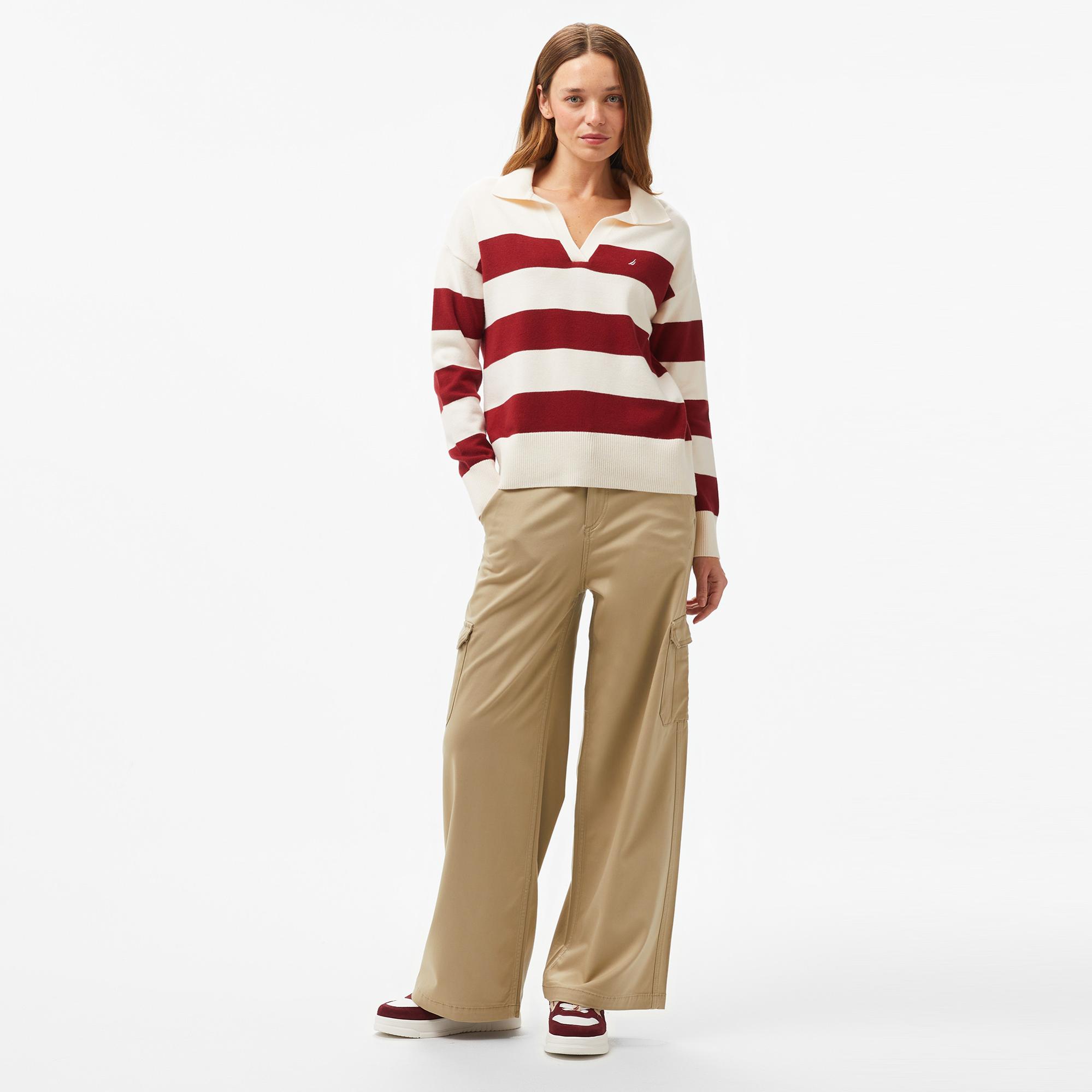 Nautica Kadın Beyaz Regular Fit Triko