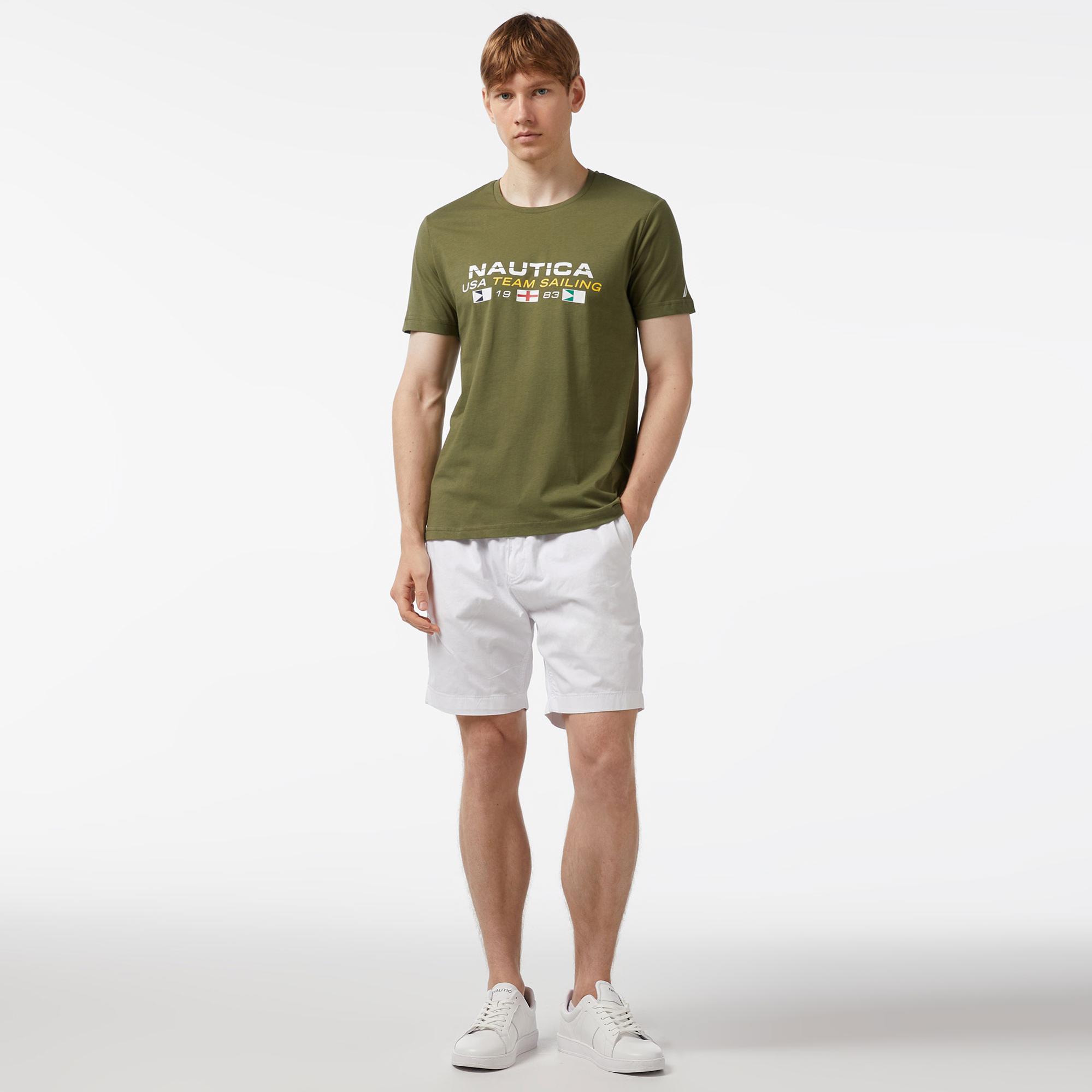 Nautica Erkek Yeşil Standart Fit Kısa Kollu Baskılı T-Shirt