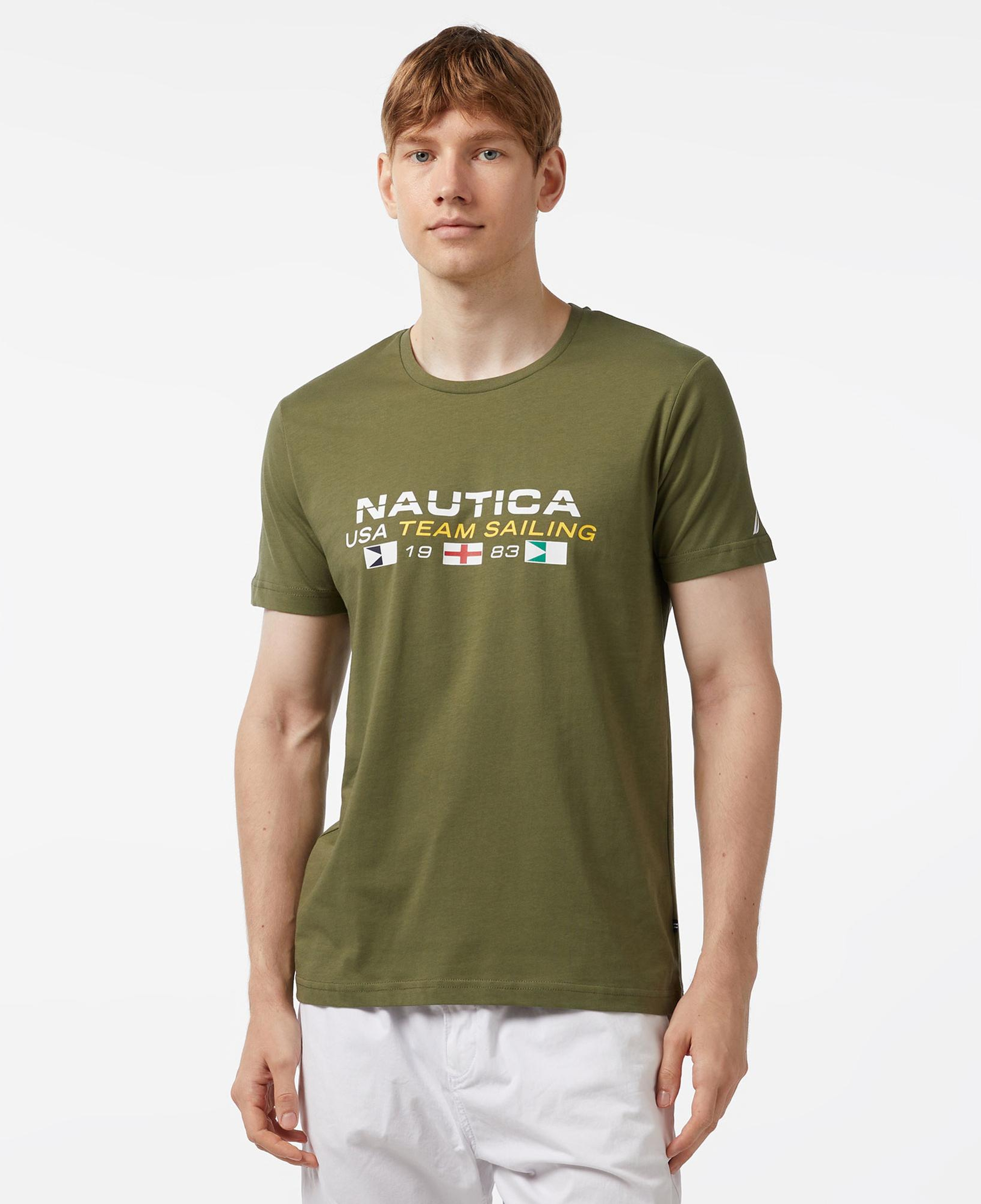 Nautica Erkek Yeşil Standart Fit Kısa Kollu Baskılı T-Shirt