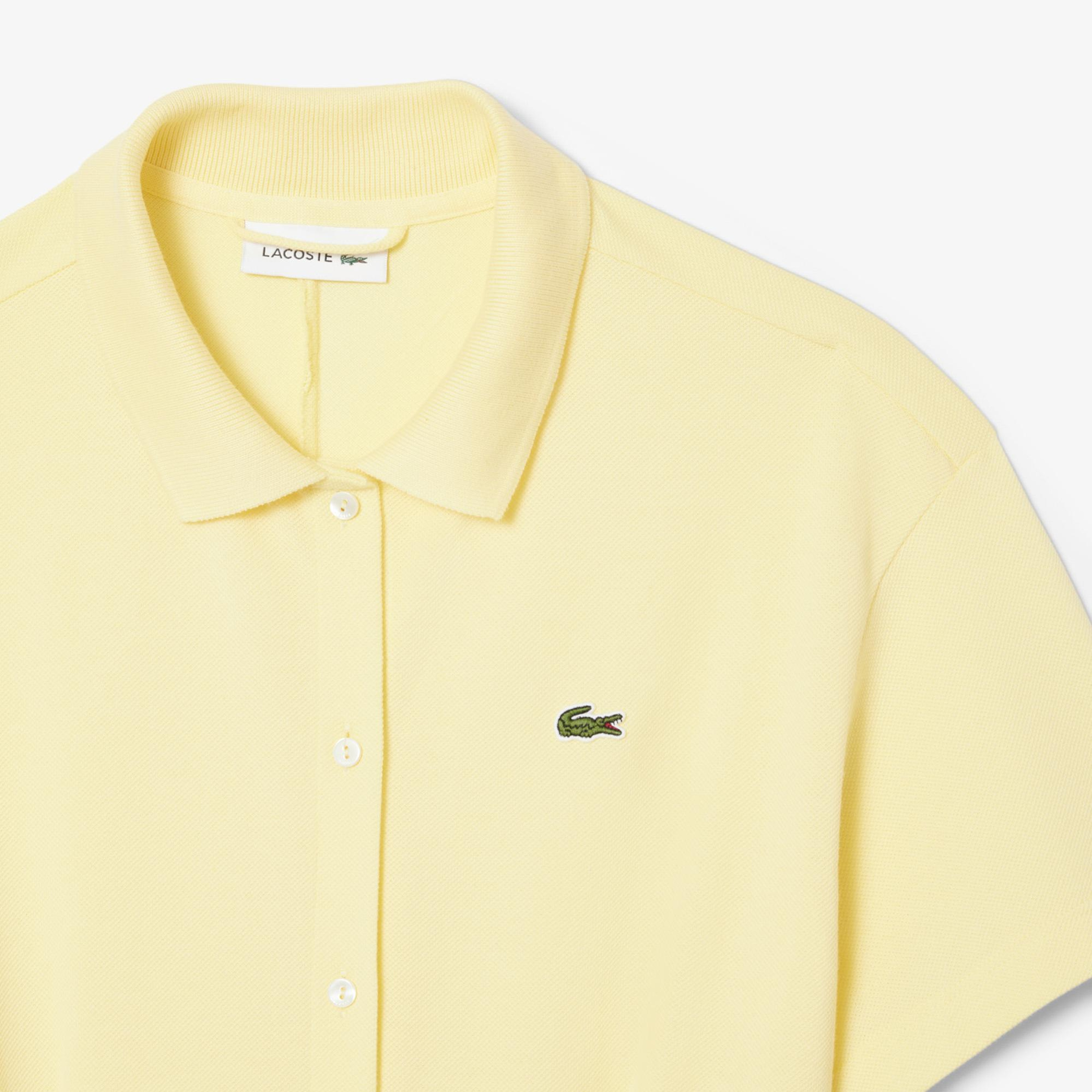 Lacoste Kadın Flare Fit Kısa Kollu Polo Yaka Sarı Elbise