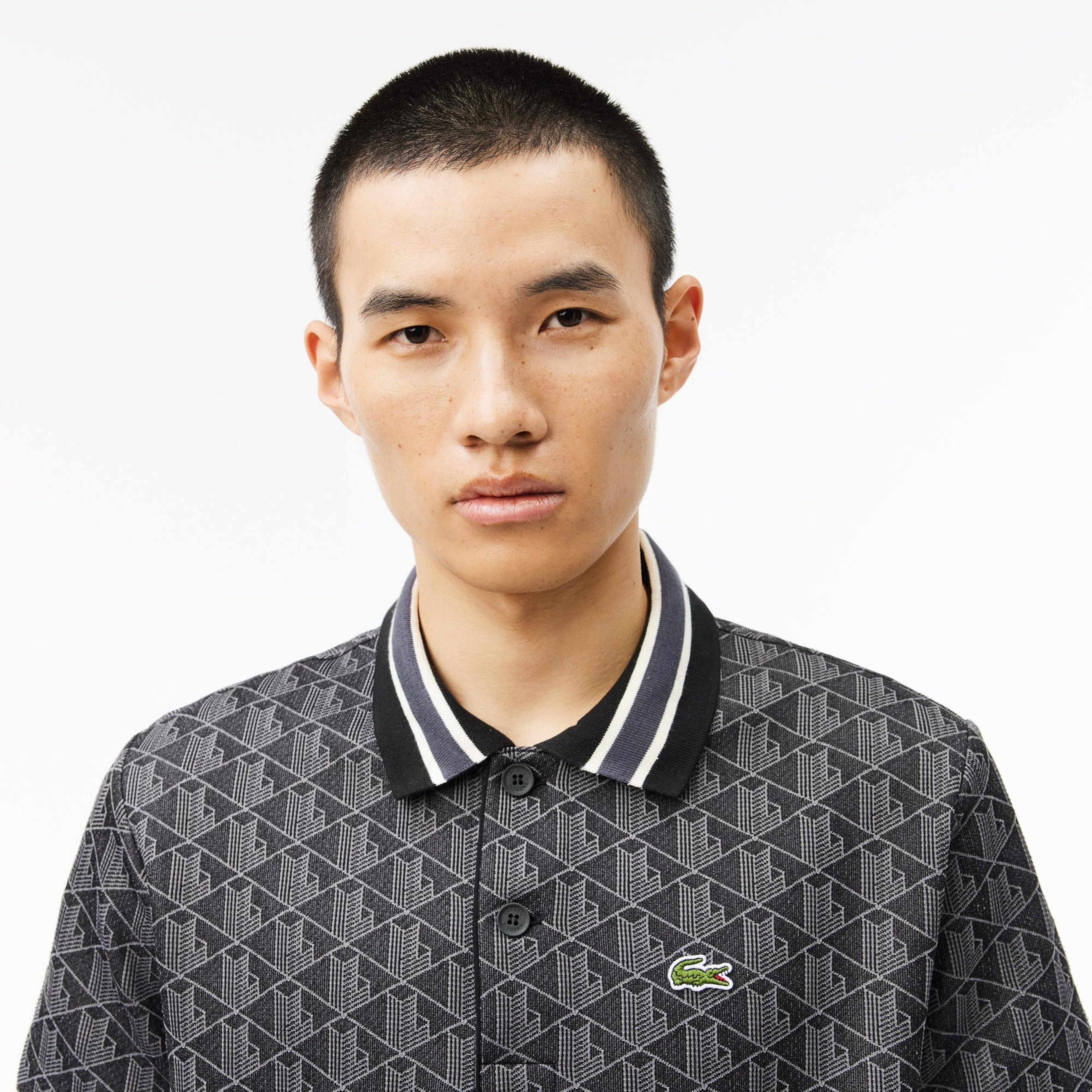 Lacoste Erkek Classic Fit Monogram Siyah Polo