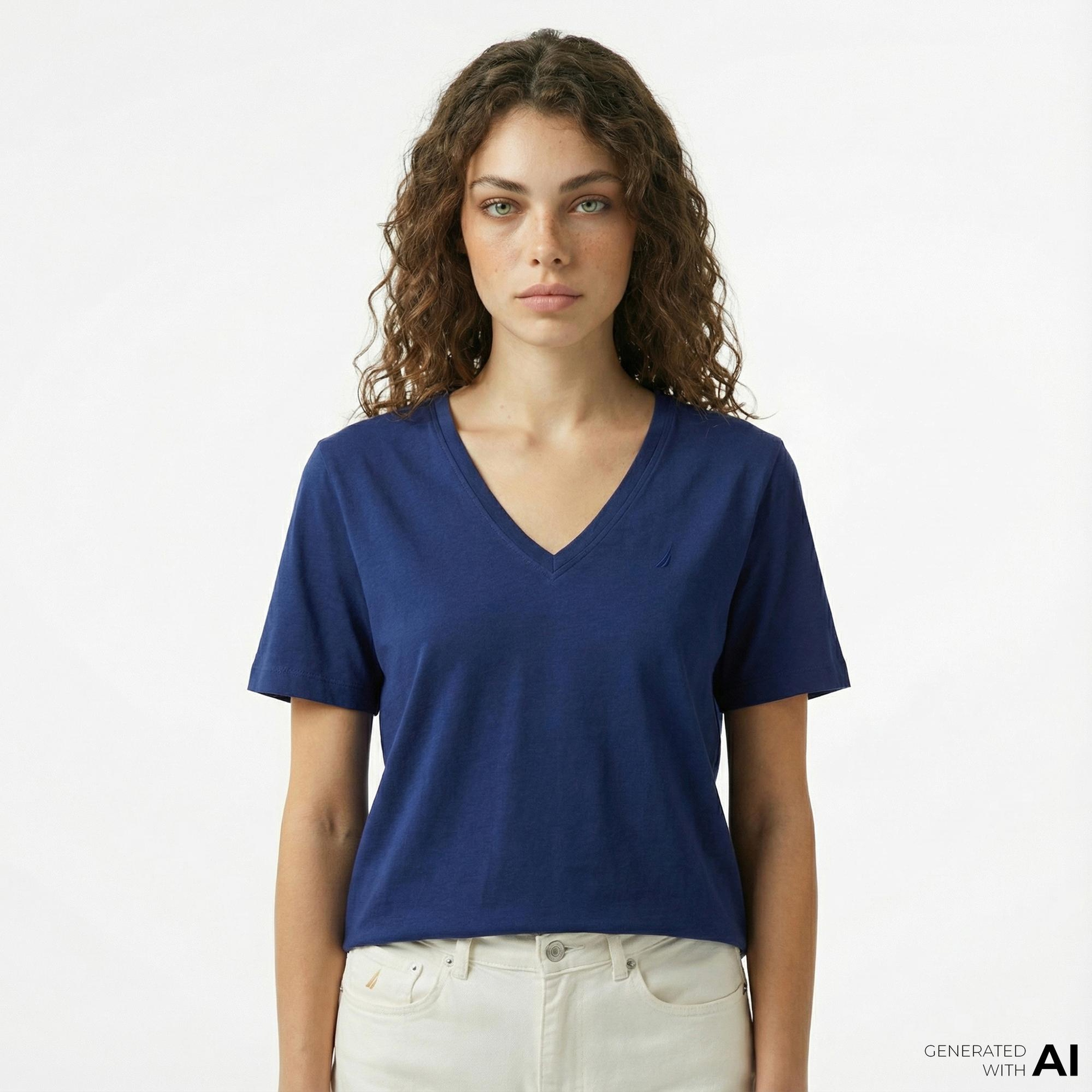 Nautica Kadın Lacivert Regular Fit T-Shirt