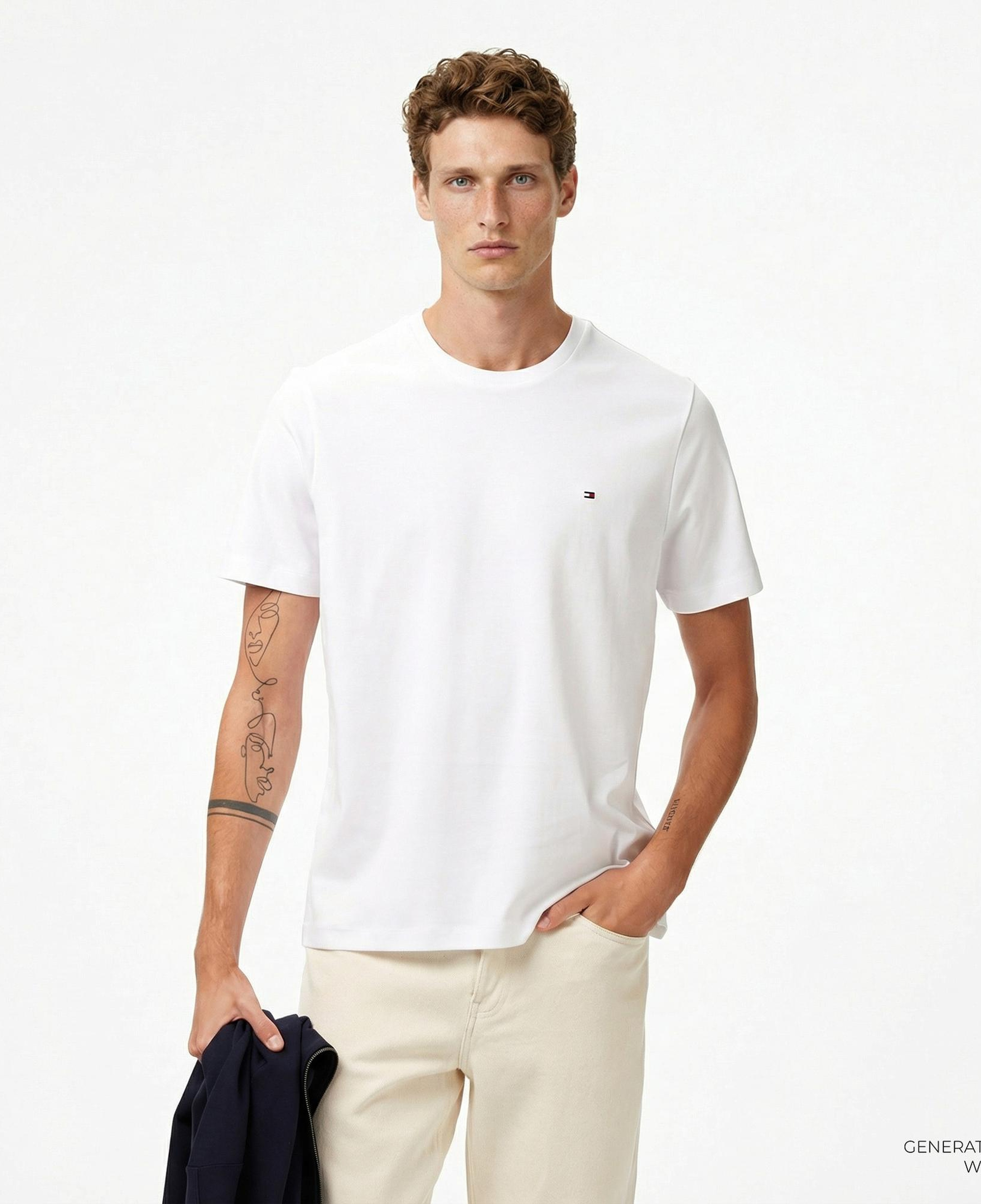 Tommy Hilfiger Elevated Essentials Erkek Beyaz T-Shirt