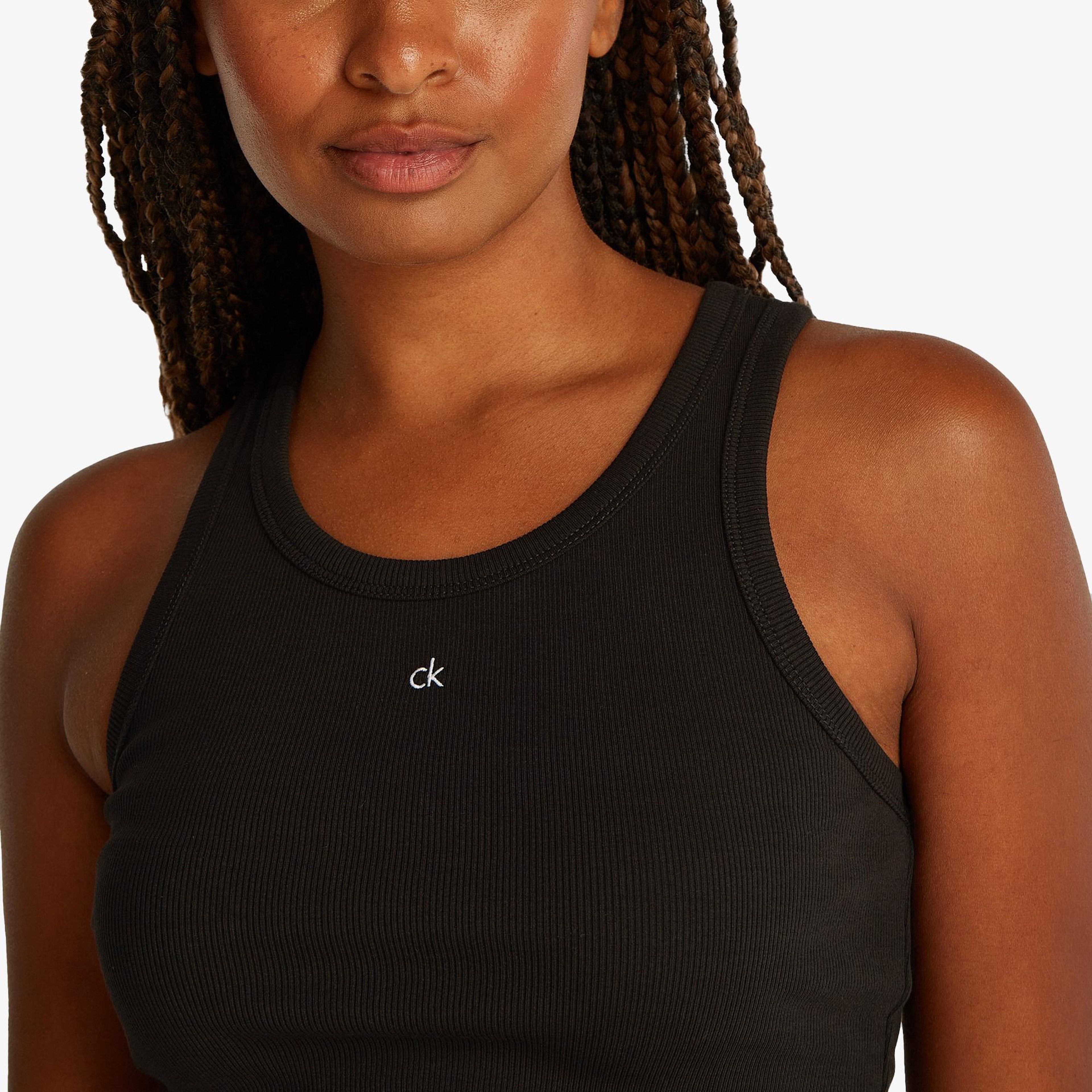 Calvin Klein Graphic Slim Kadın Siyah Kolsuz T-Shirt