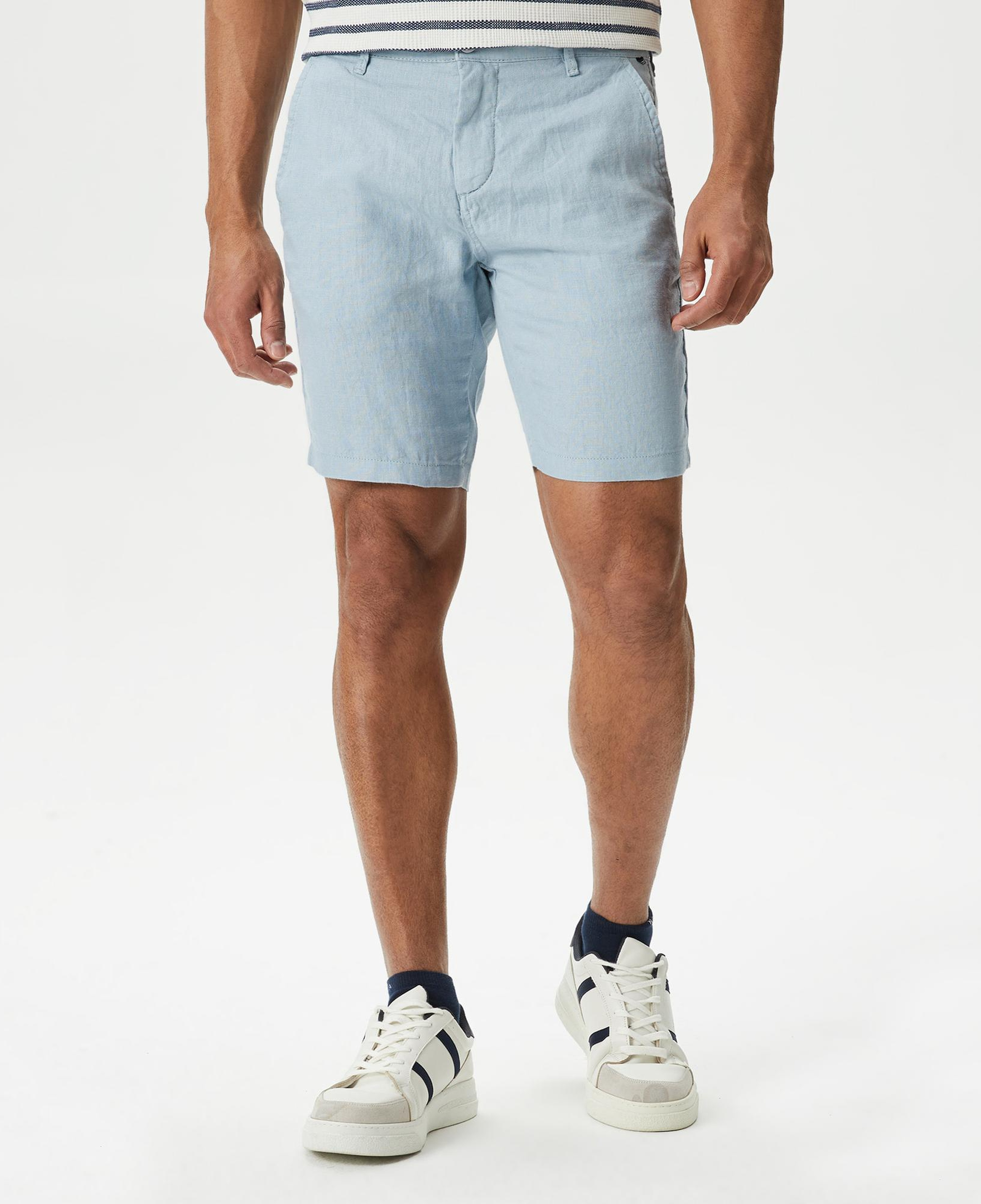 Nautica Erkek Mavi Slim Fit Keten Şort