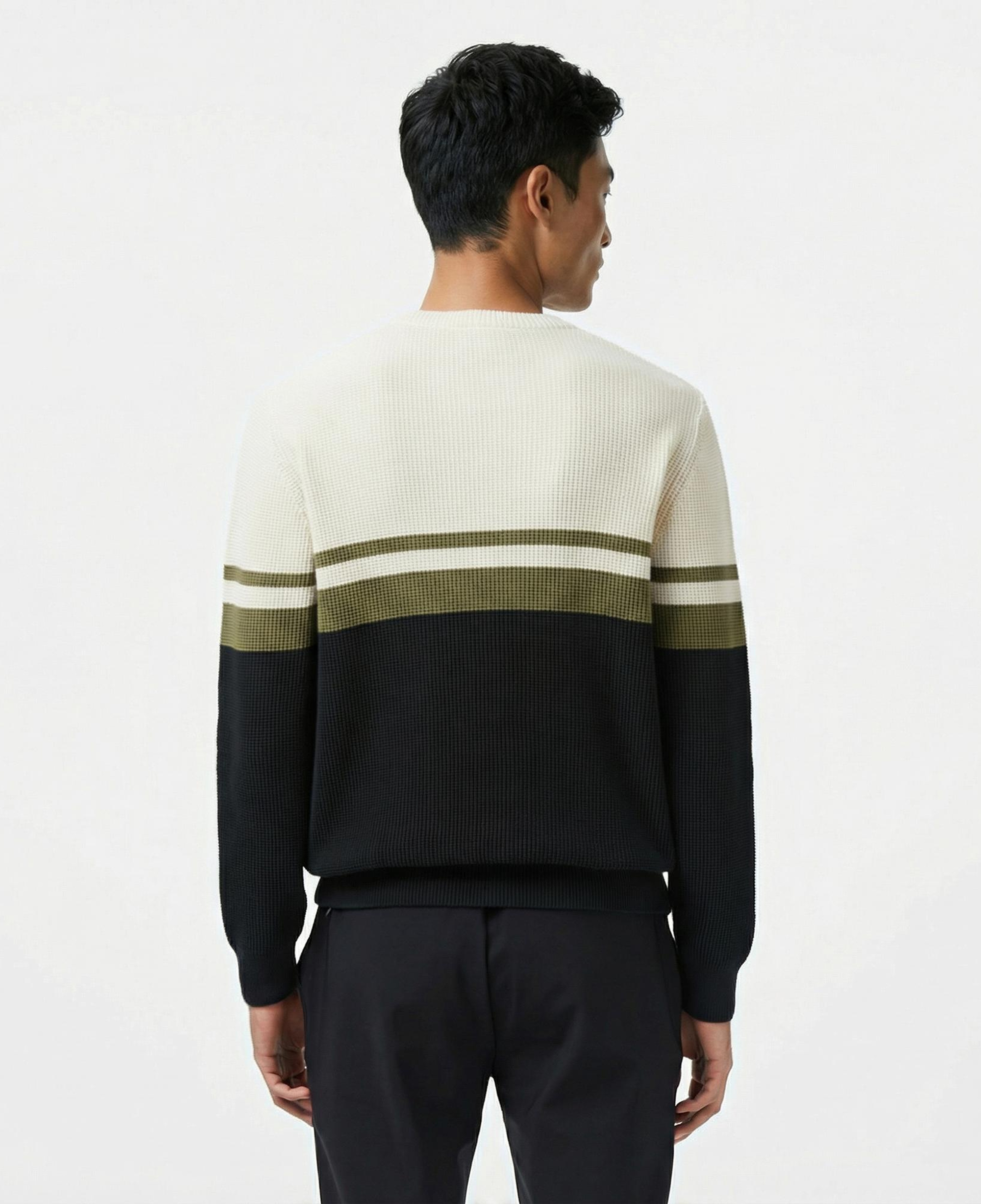 Lacoste Erkek Classic Fit Bisiklet Yaka Renk Bloklu Siyah Kazak
