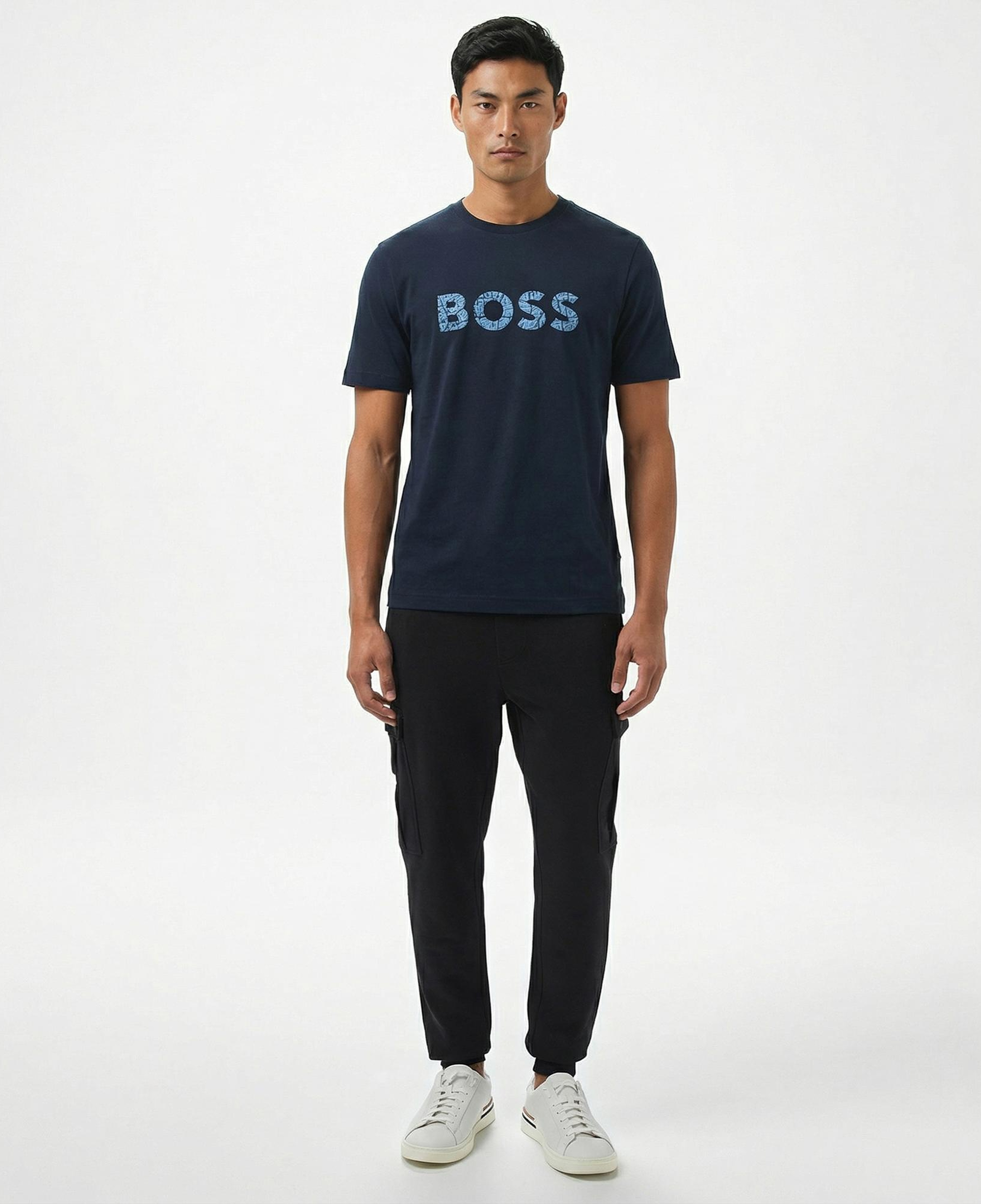 Boss Logotexture Erkek Mavi T-Shirt
