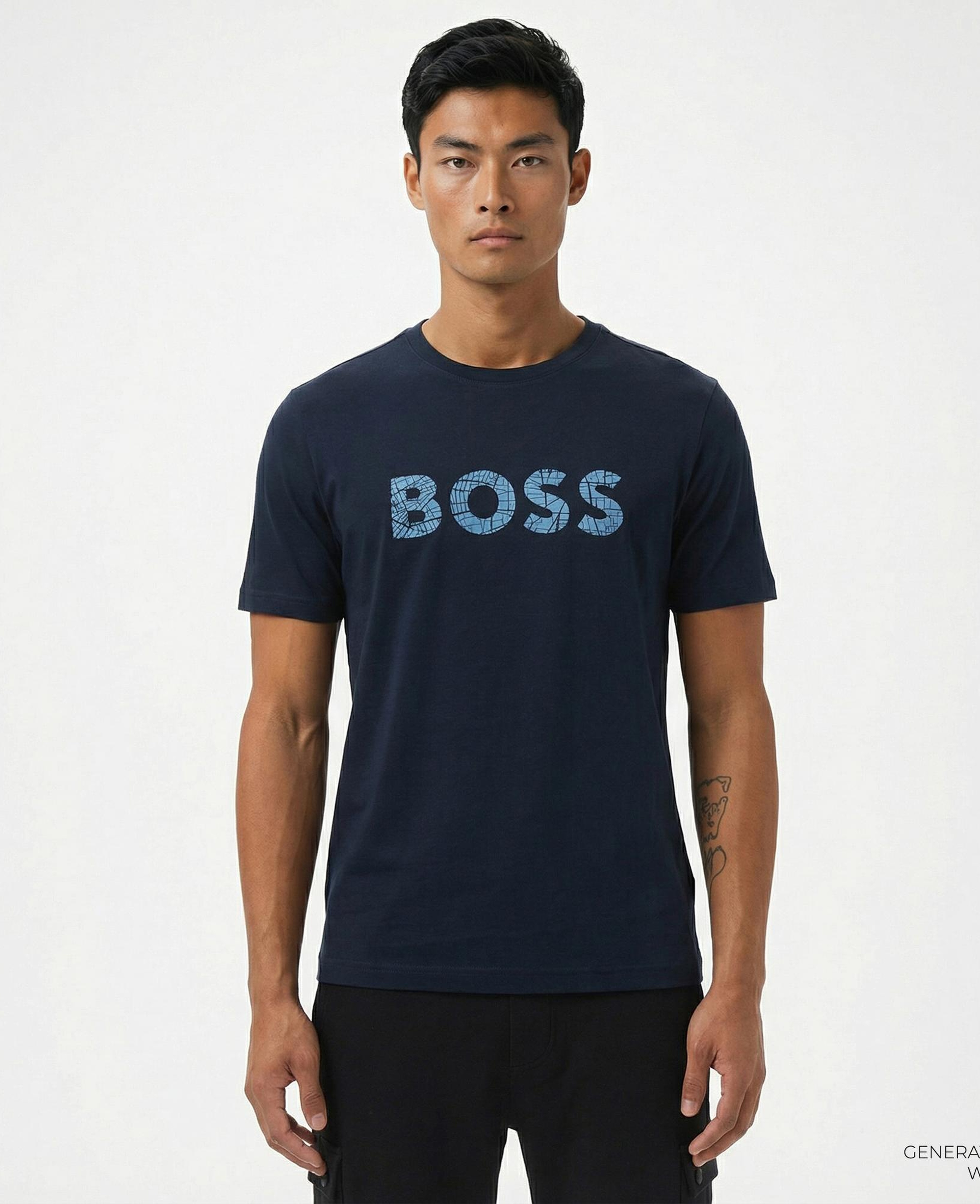 Boss Logotexture Erkek Mavi T-Shirt