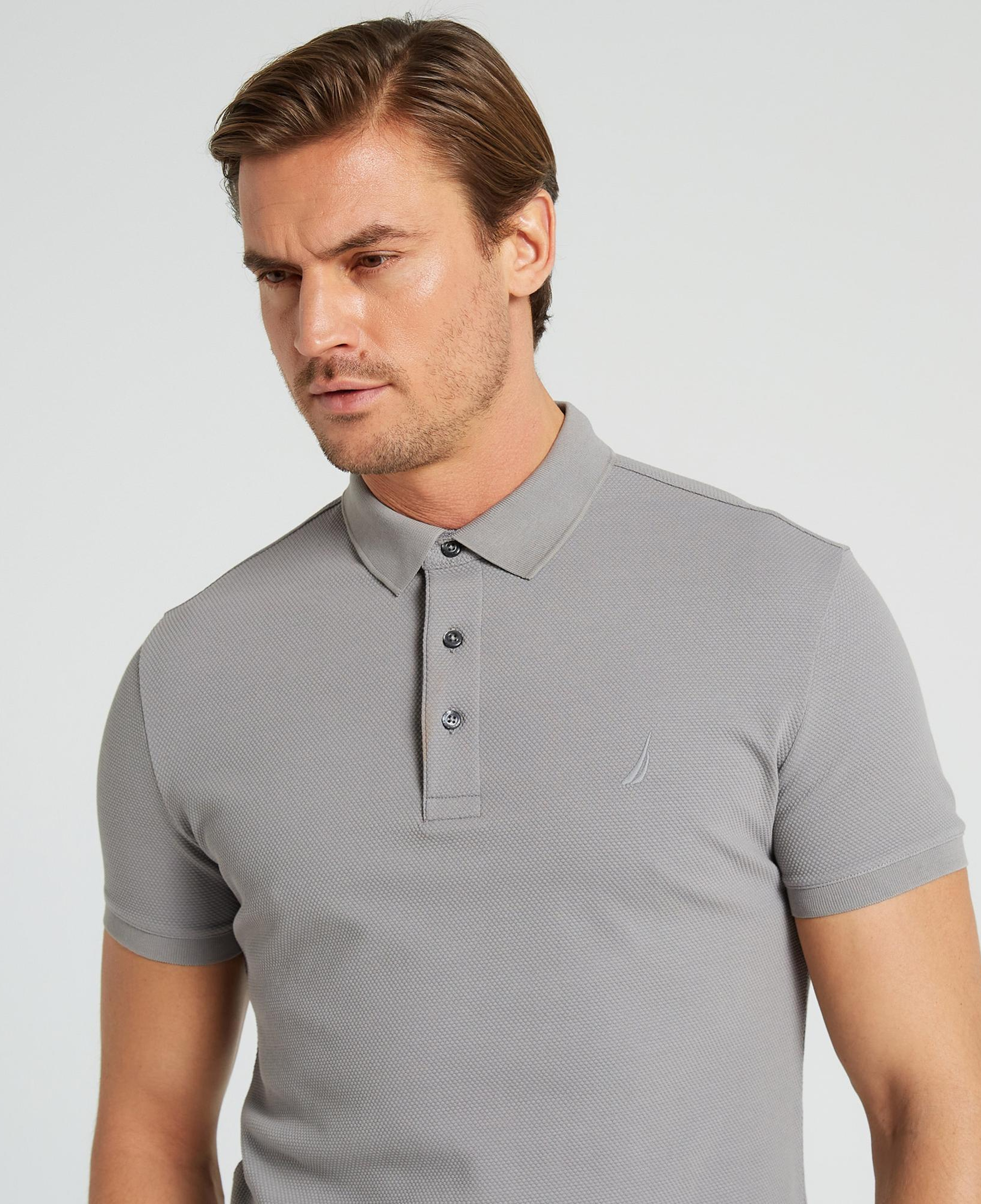 Nautica Erkek Gri Slim Fit Kısa Kollu Polo Yaka T-Shirt