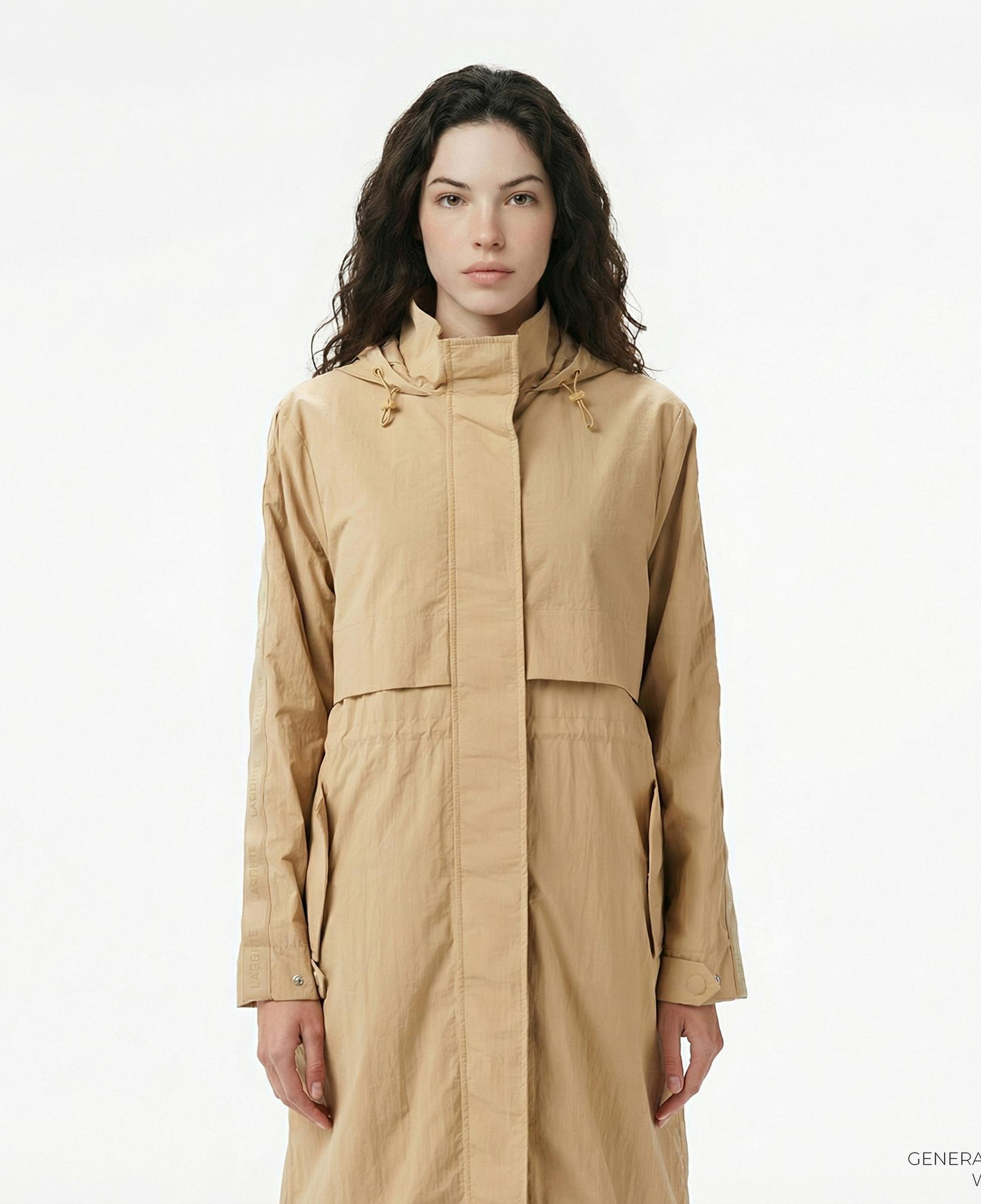 Lacoste Kadın Kapüşonlu Bej Mont