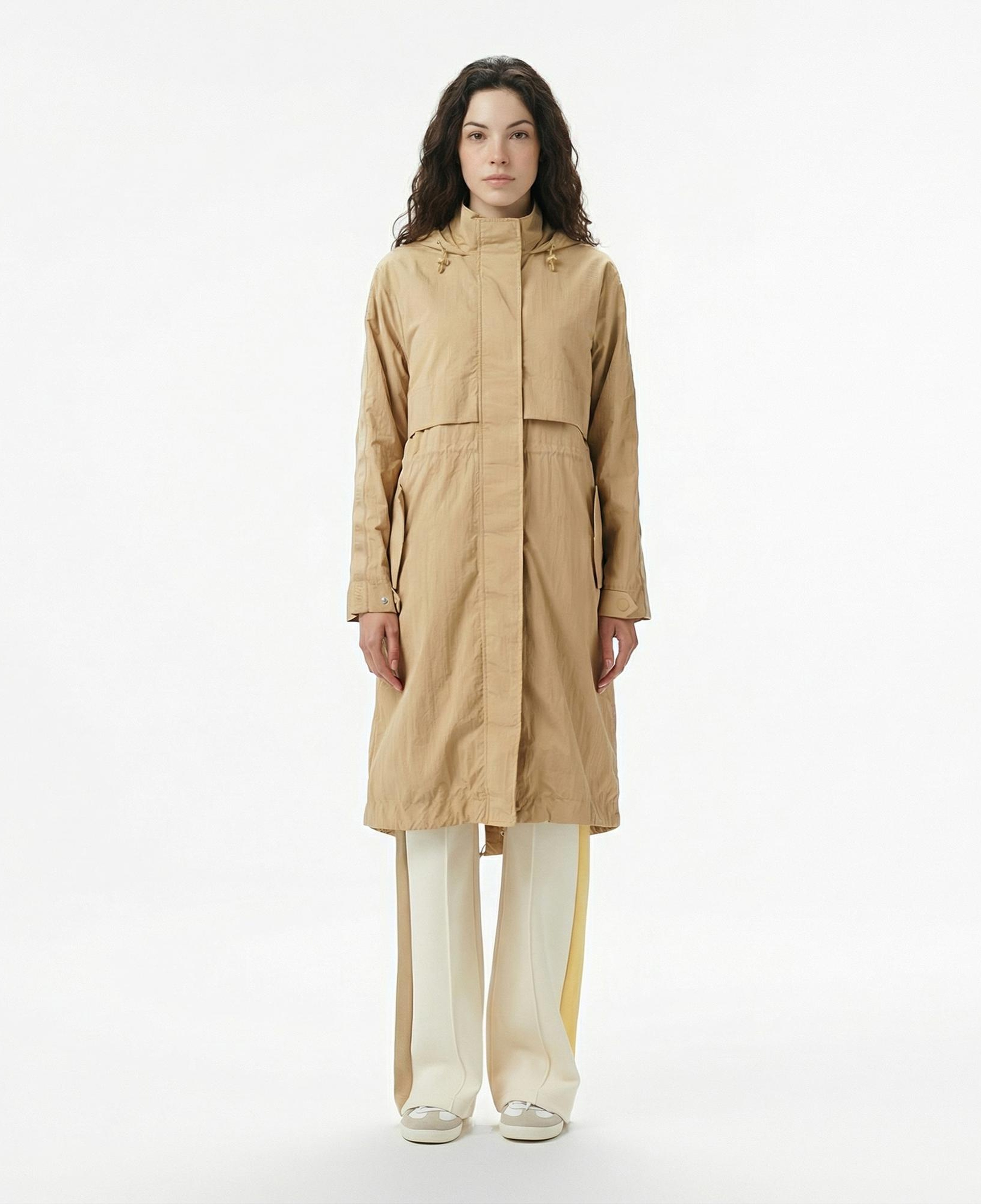 Lacoste Kadın Kapüşonlu Bej Mont