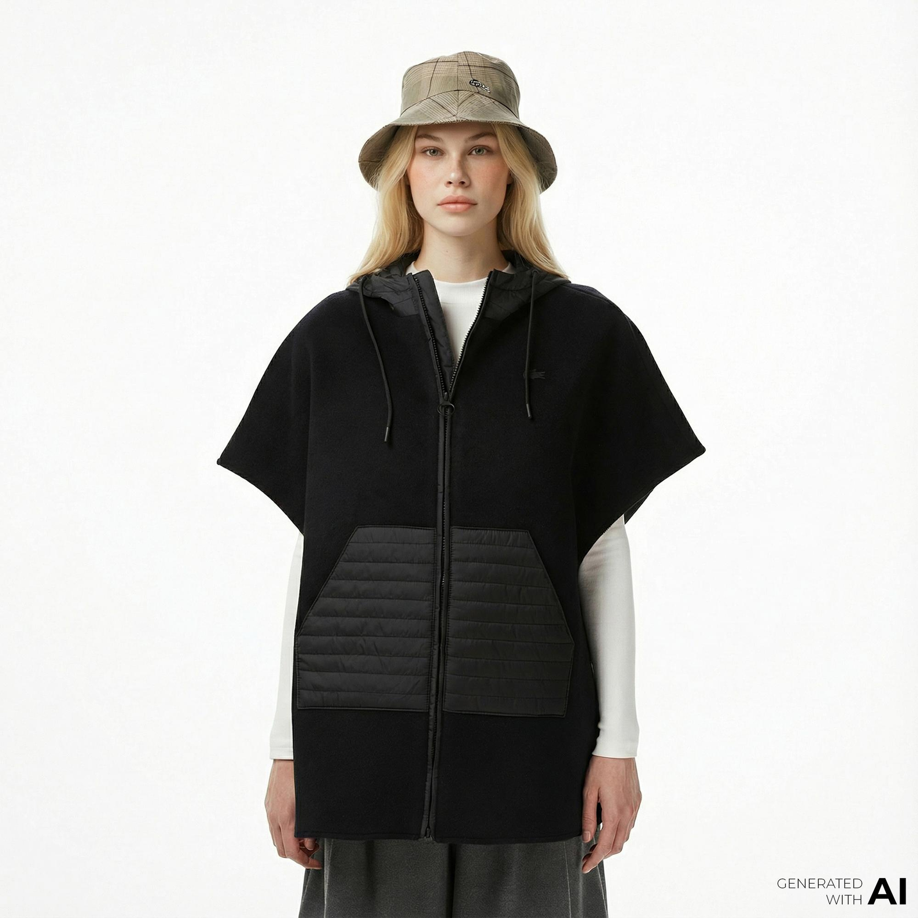 Lacoste Kadın Kapüşonlu Siyah Mont