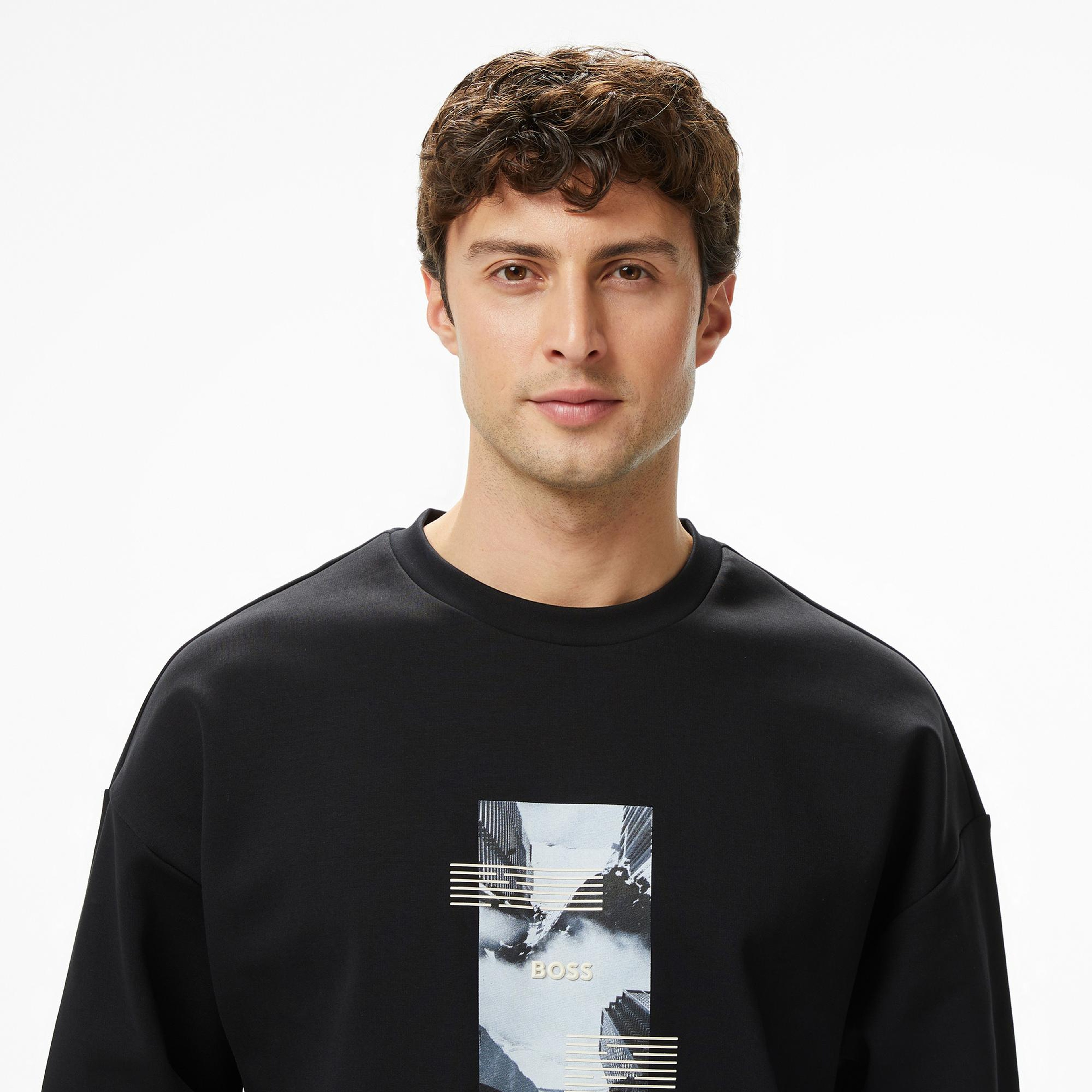 Boss Stenson Zone Erkek Siyah Sweatshirt