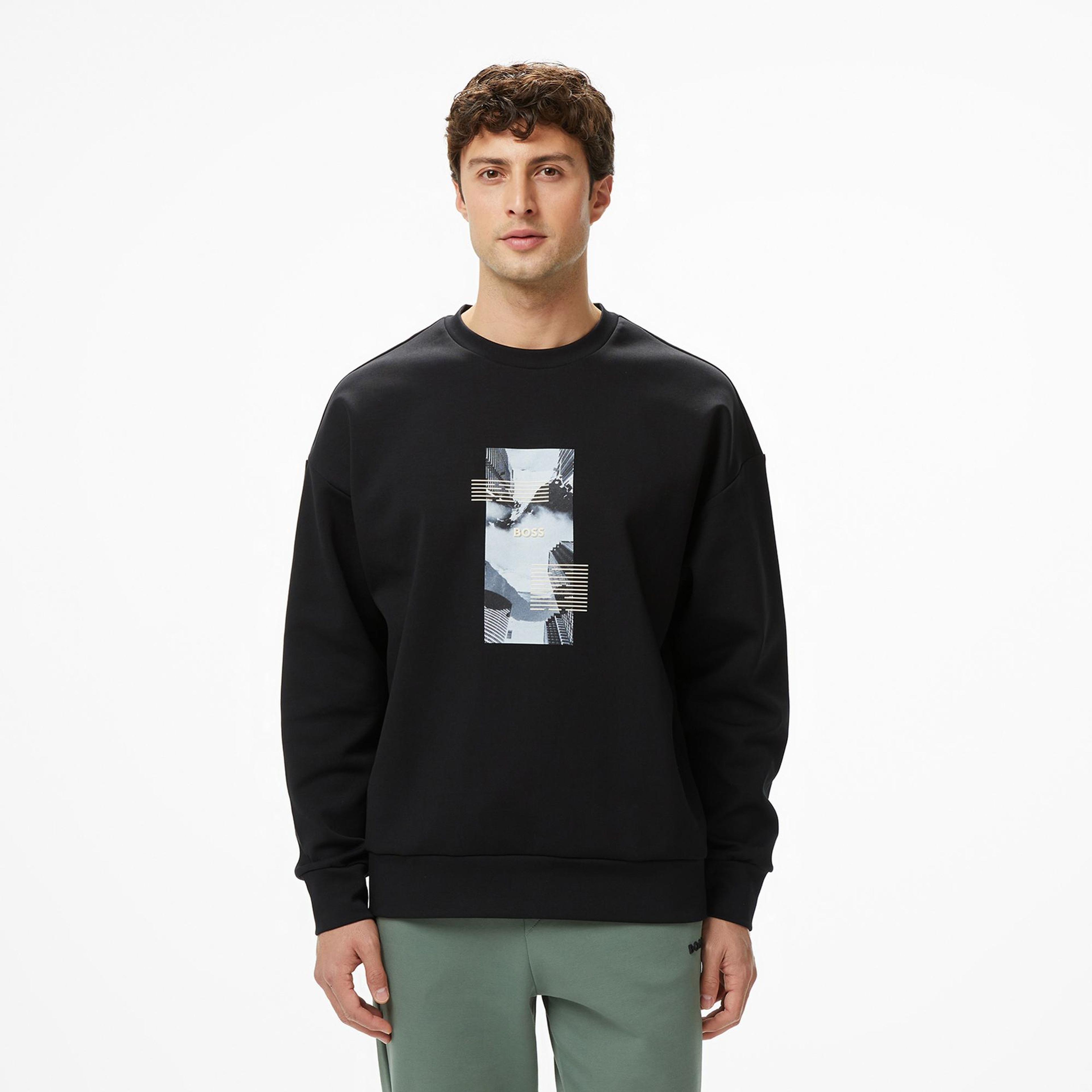 Boss Stenson Zone Erkek Siyah Sweatshirt