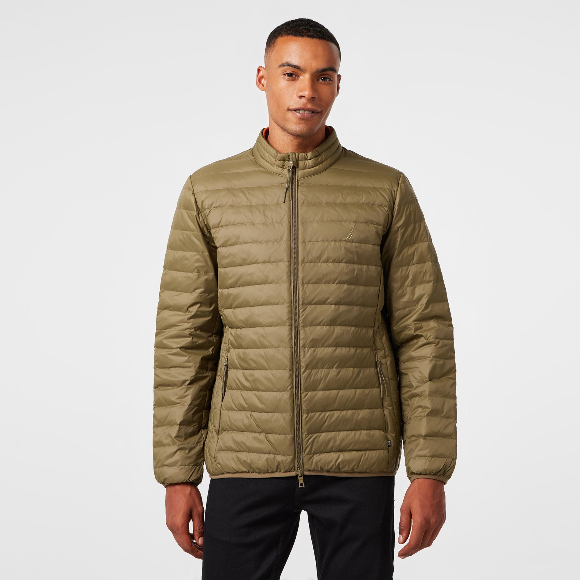 Nautica Erkek Haki Su Kaydırma Özellikli Kaz Tüyü Mont