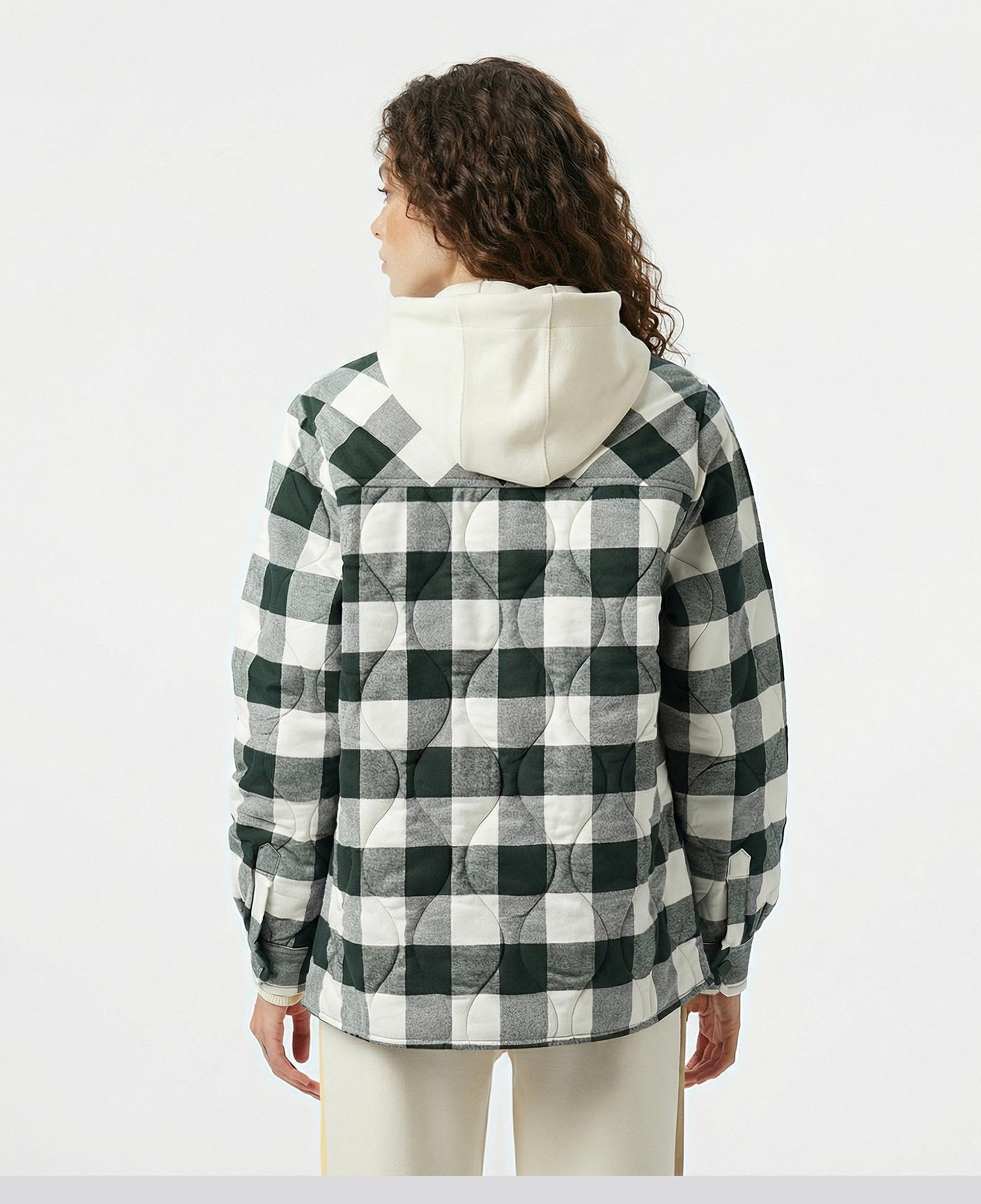 Lacoste Kadın Ekose Koyu Yeşil Gömlek