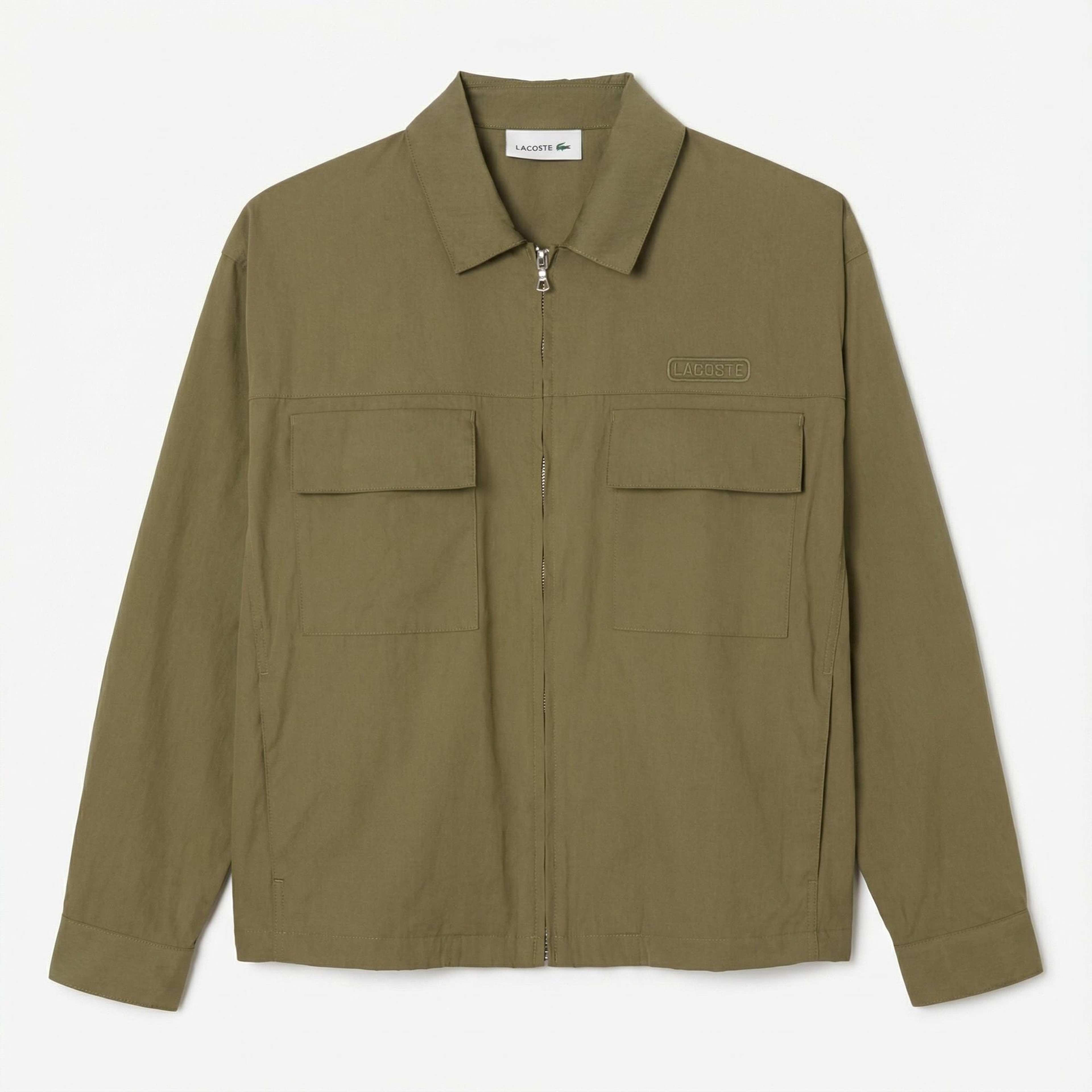 Lacoste Kadın Oversize Fit Uzun Kollu Fermuarlı Haki Elbise