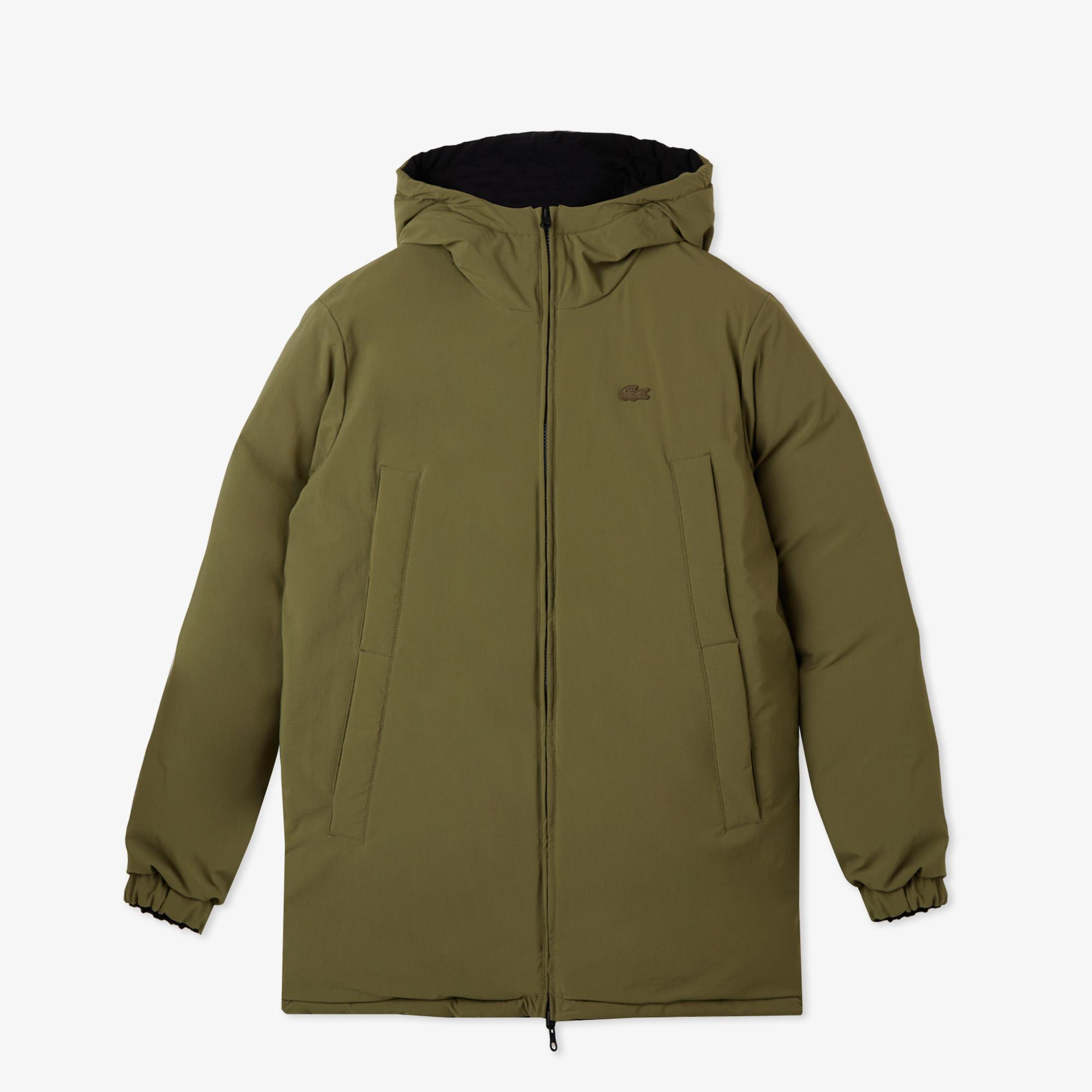 Lacoste Kadın Kapüşonlu Çift Taraflı Siyah Mont