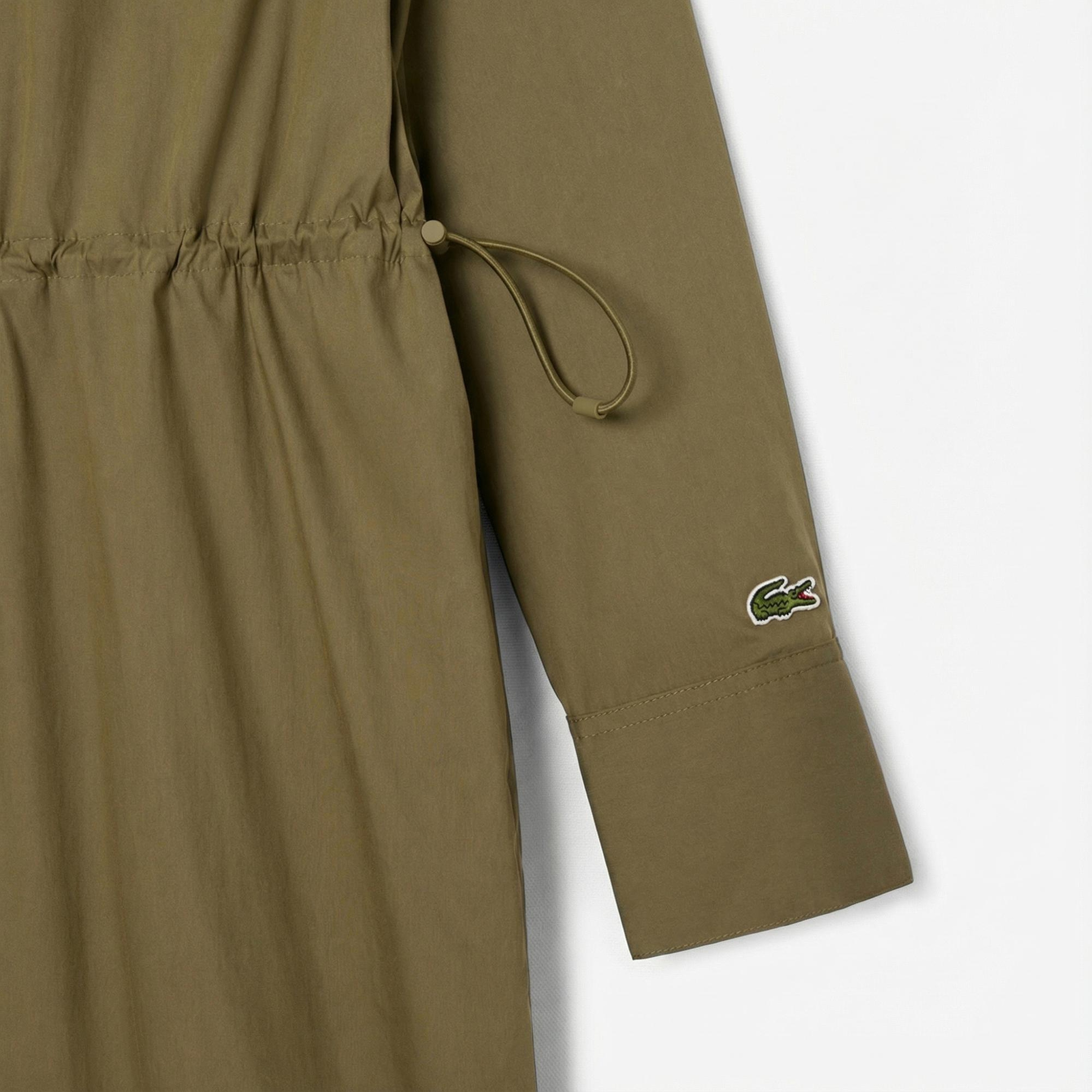 Lacoste Kadın Oversize Fit Uzun Kollu Fermuarlı Haki Elbise