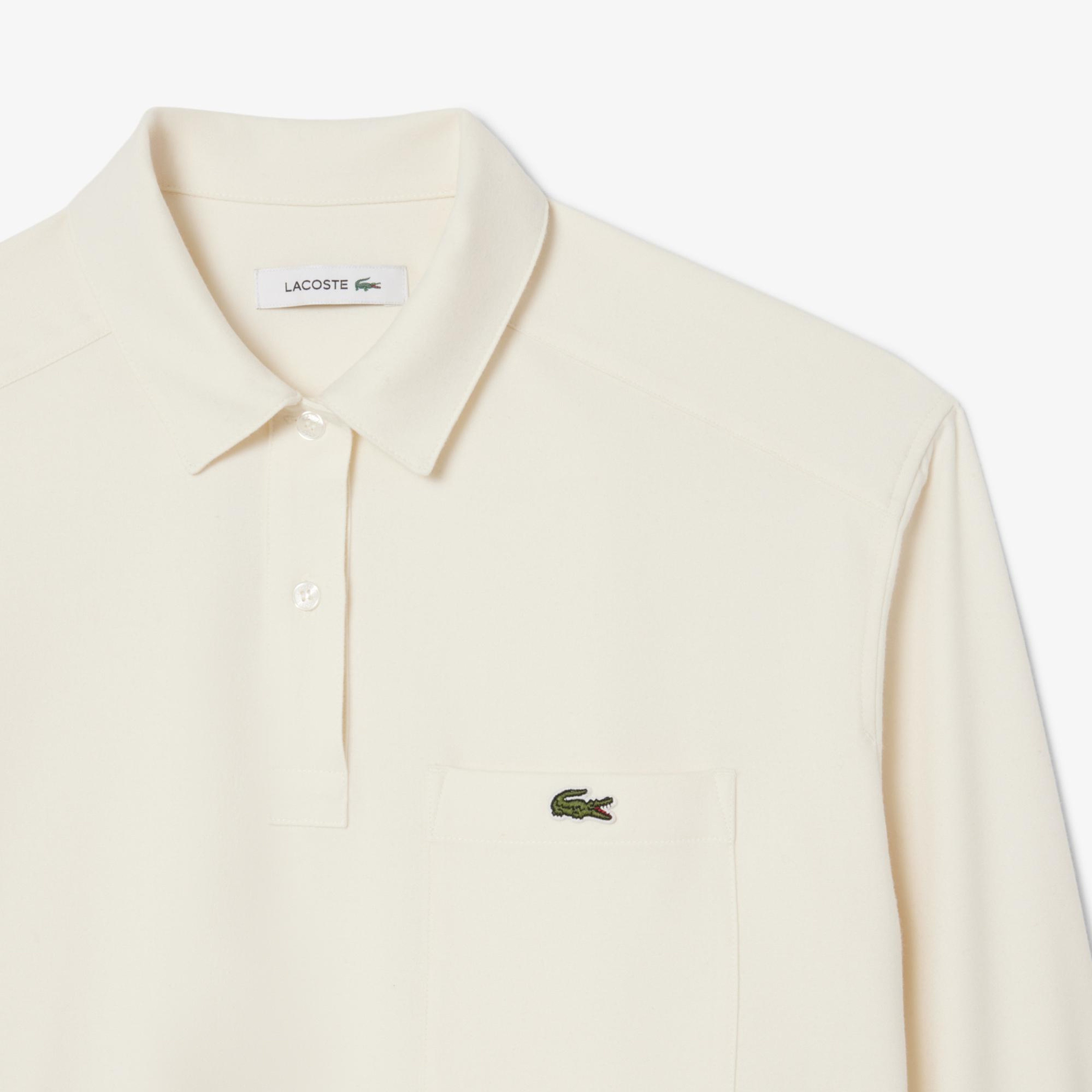 Lacoste Kadın Oversize Fit Polo Yaka Krem Bluz