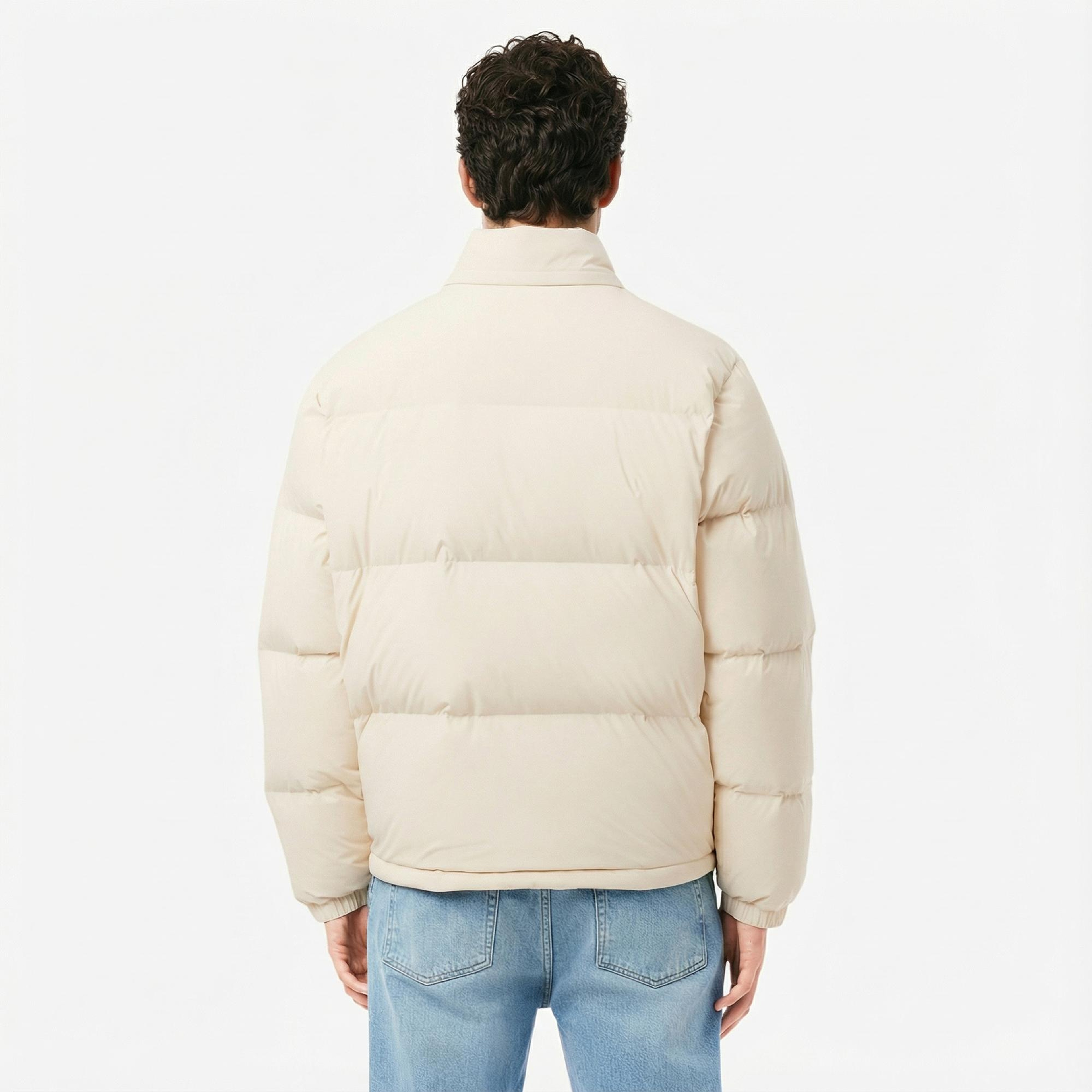 Lacoste Erkek Relaxed Fit Kapüşonlu Krem Mont