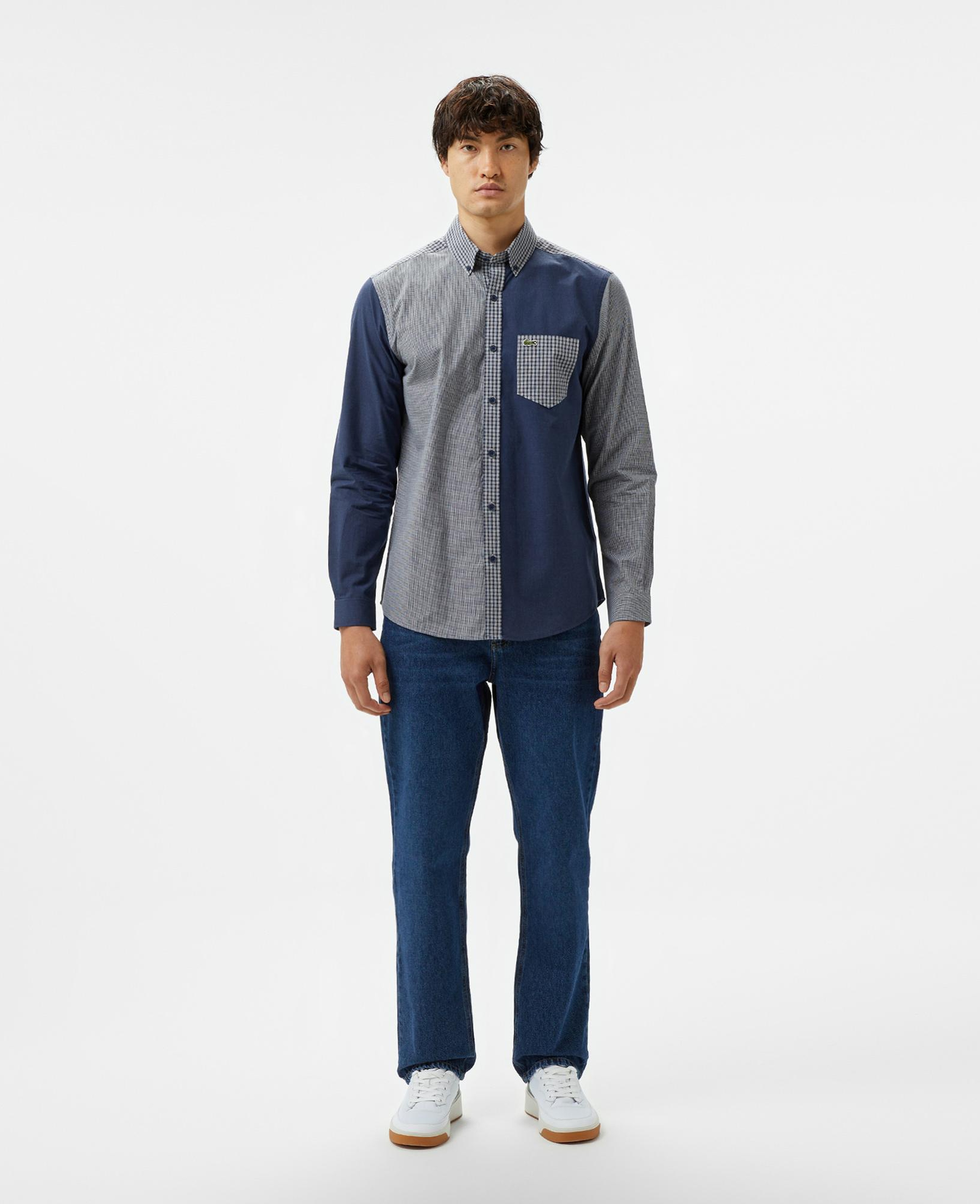 Lacoste Erkek Relaxed Fit Düğmeli Yaka Ekose Lacivert Gömlek