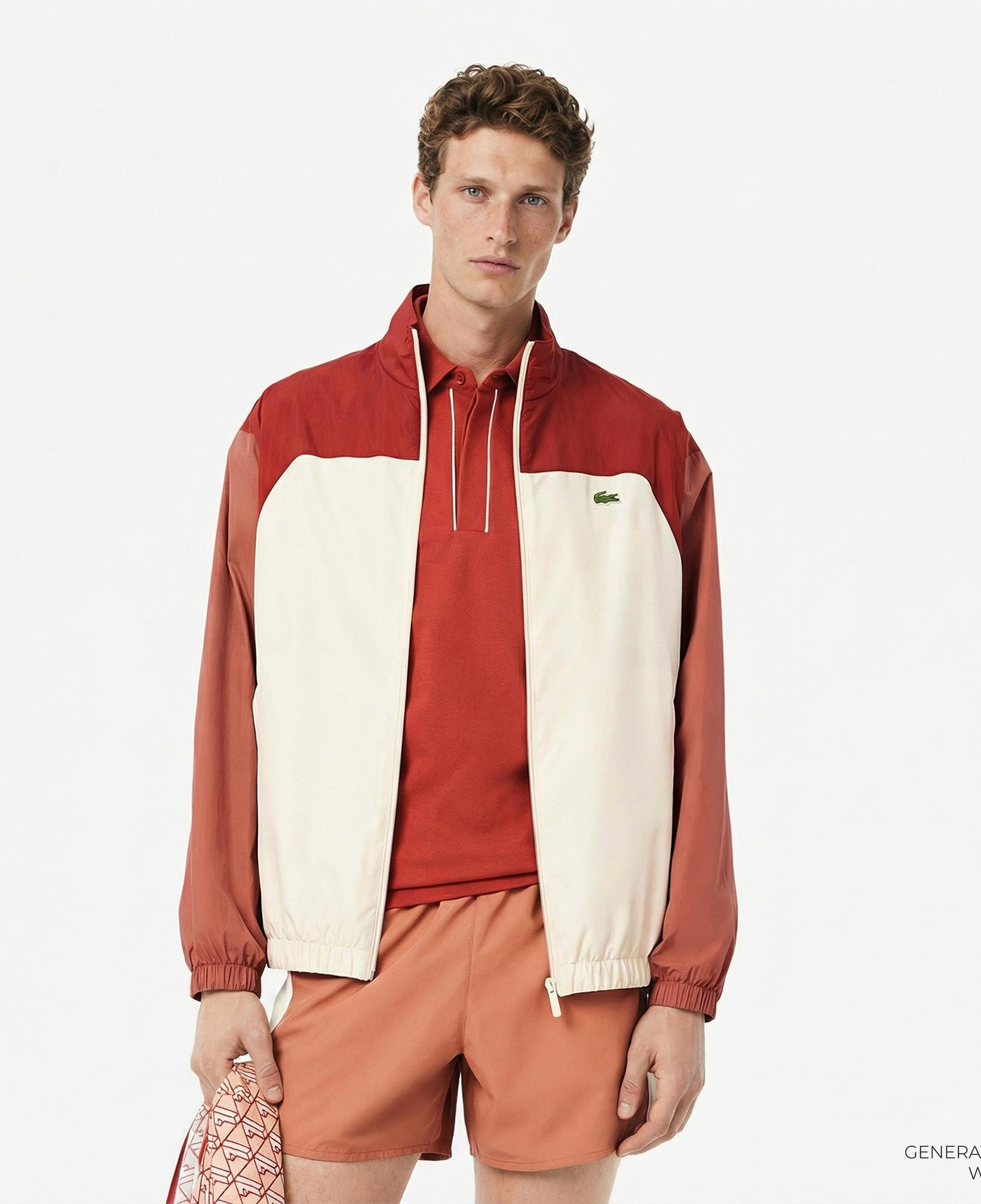 Lacoste Erkek Dik Yaka Renk Bloklu Bordo Ceket