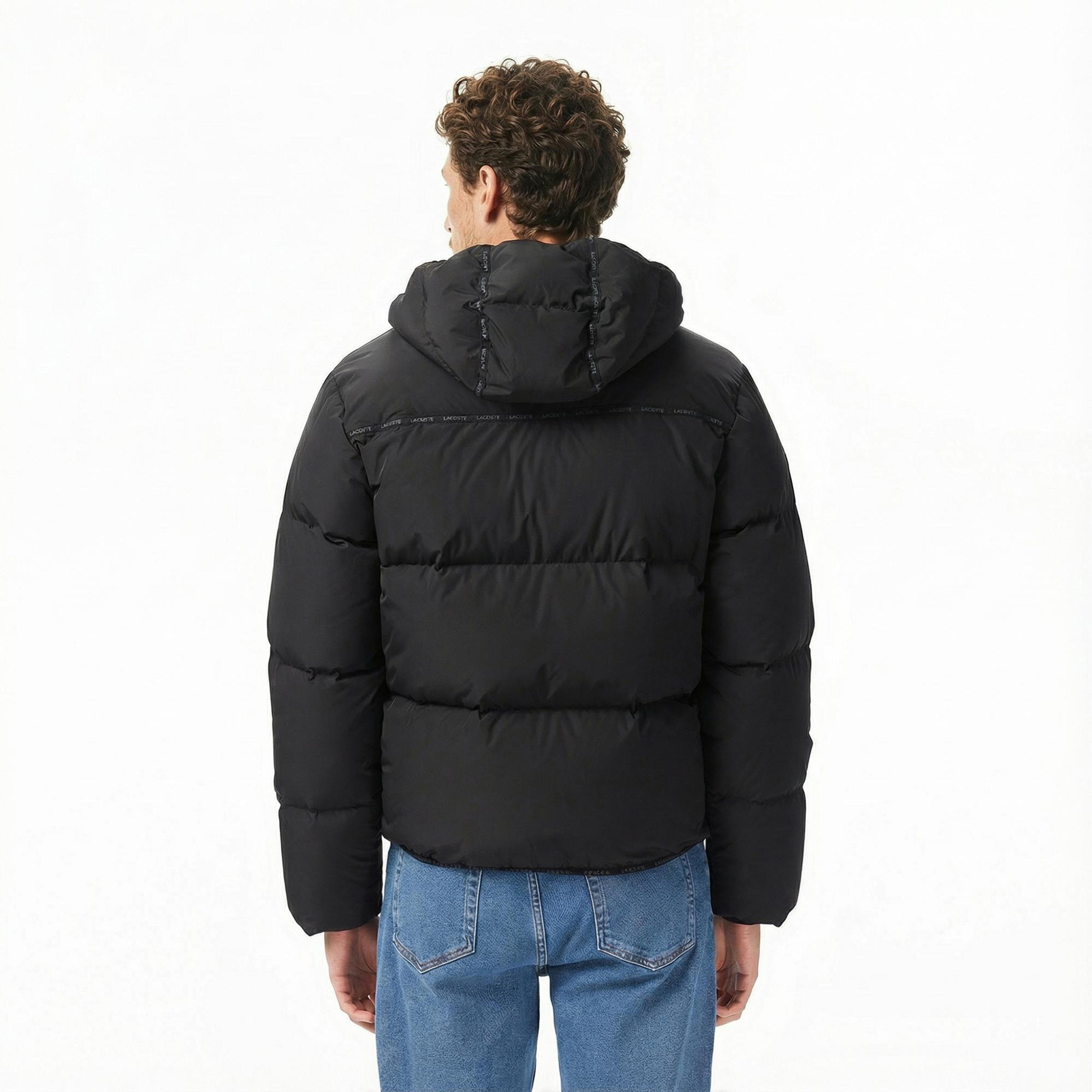 Lacoste Erkek Kapüşonlu Siyah Mont
