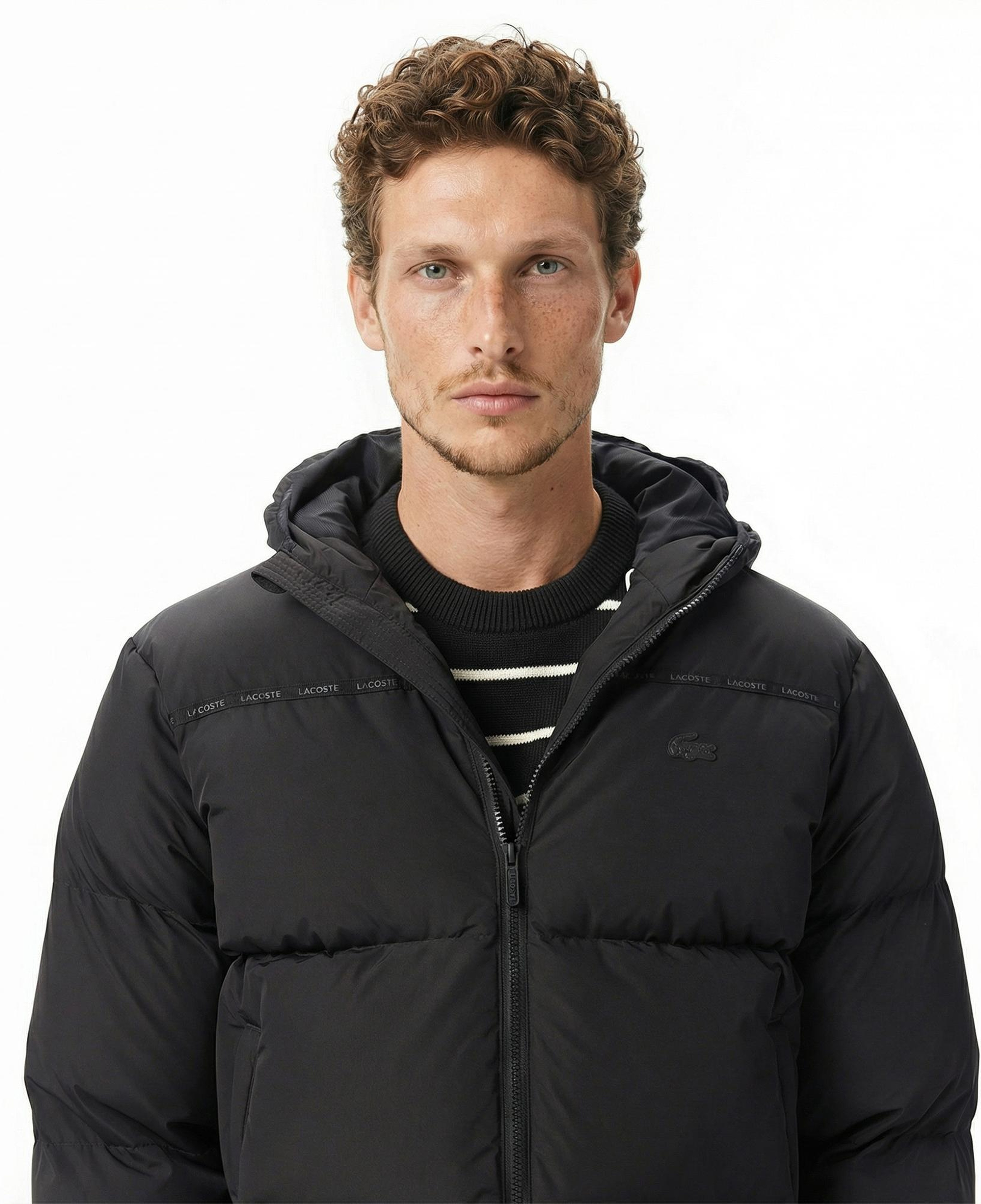 Lacoste Erkek Kapüşonlu Siyah Mont