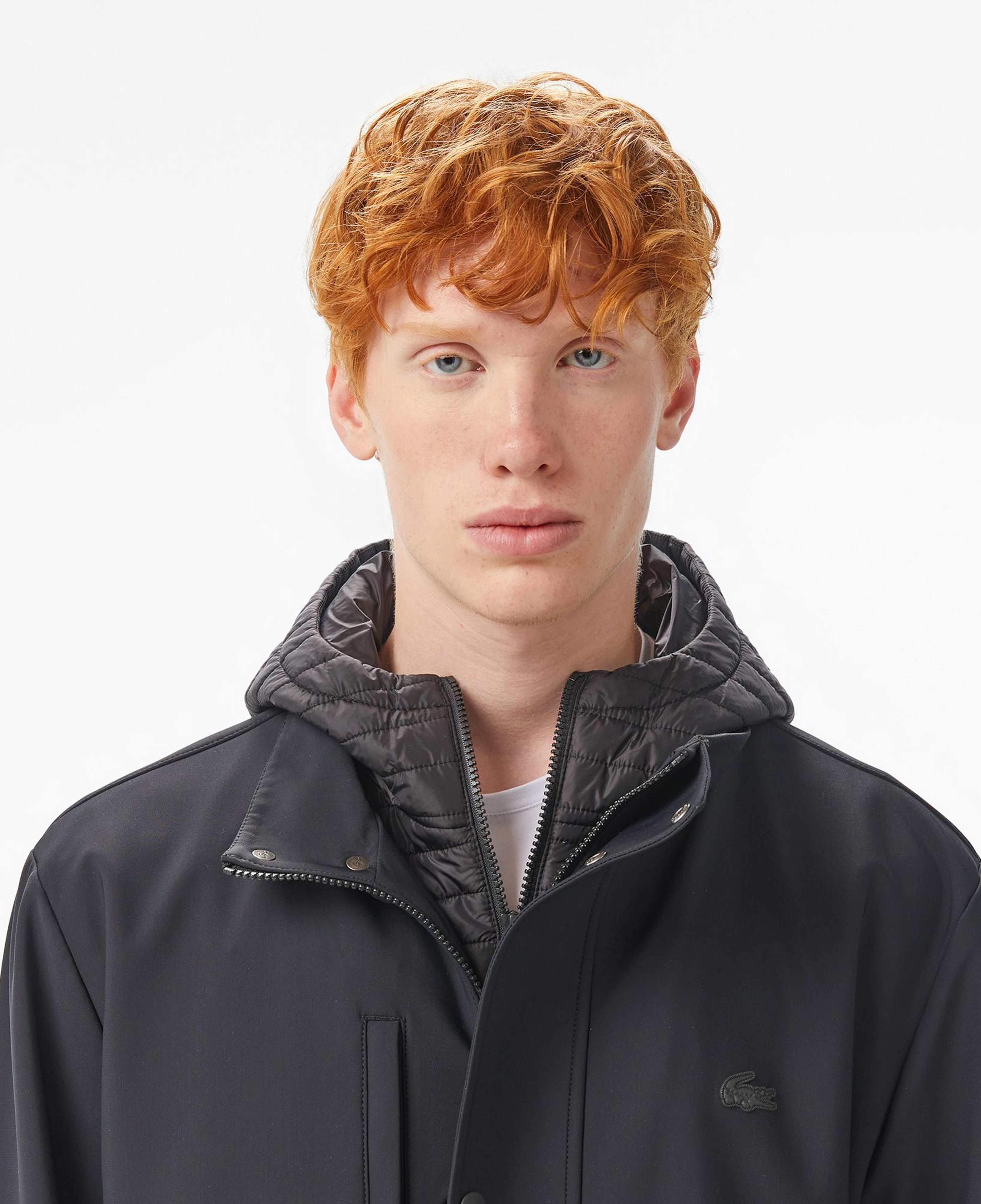 Lacoste Erkek Kapüşonlu Siyah Trençkot