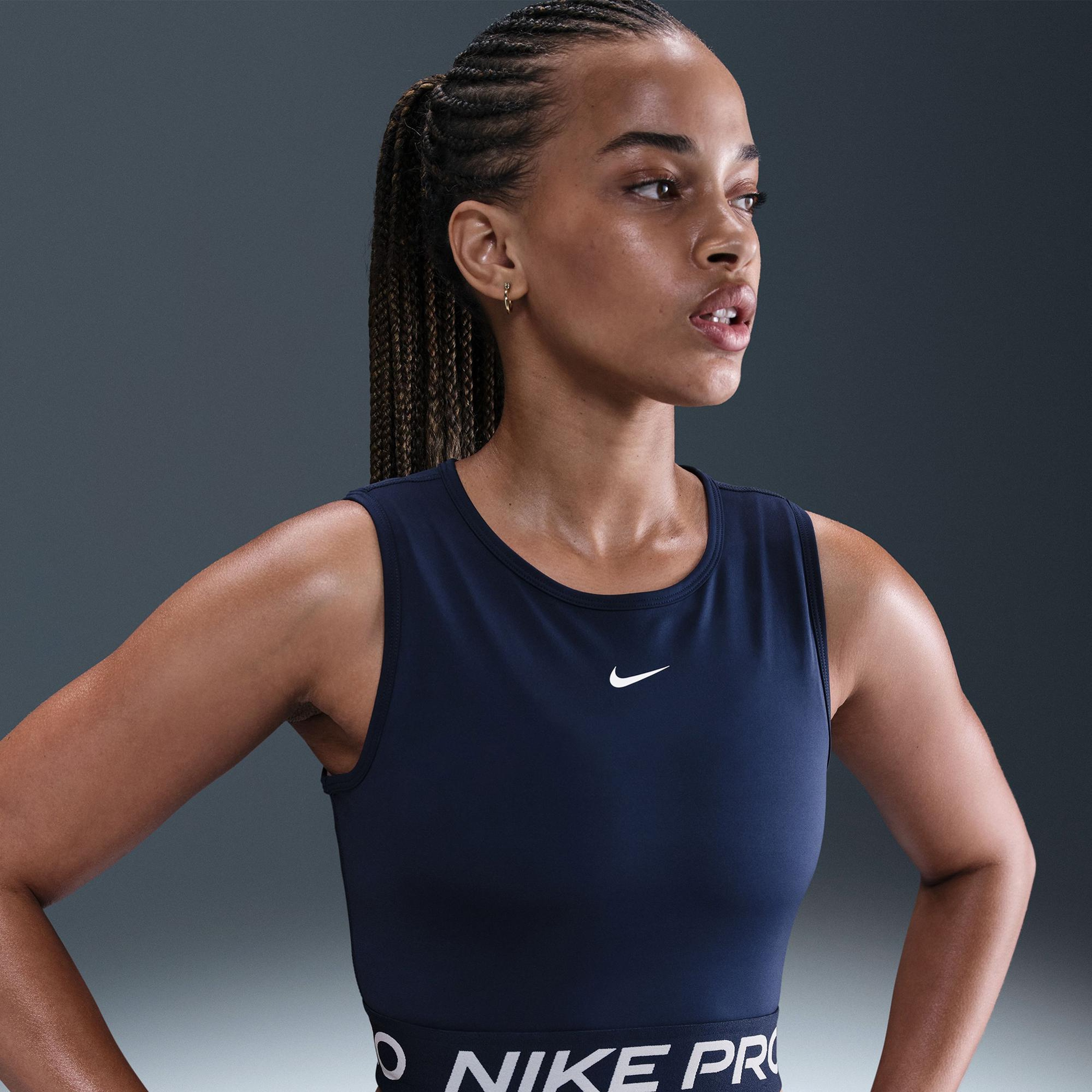 Nike Pro Dri-Fit 365 Kadın Lacivert Crop T-Shirt