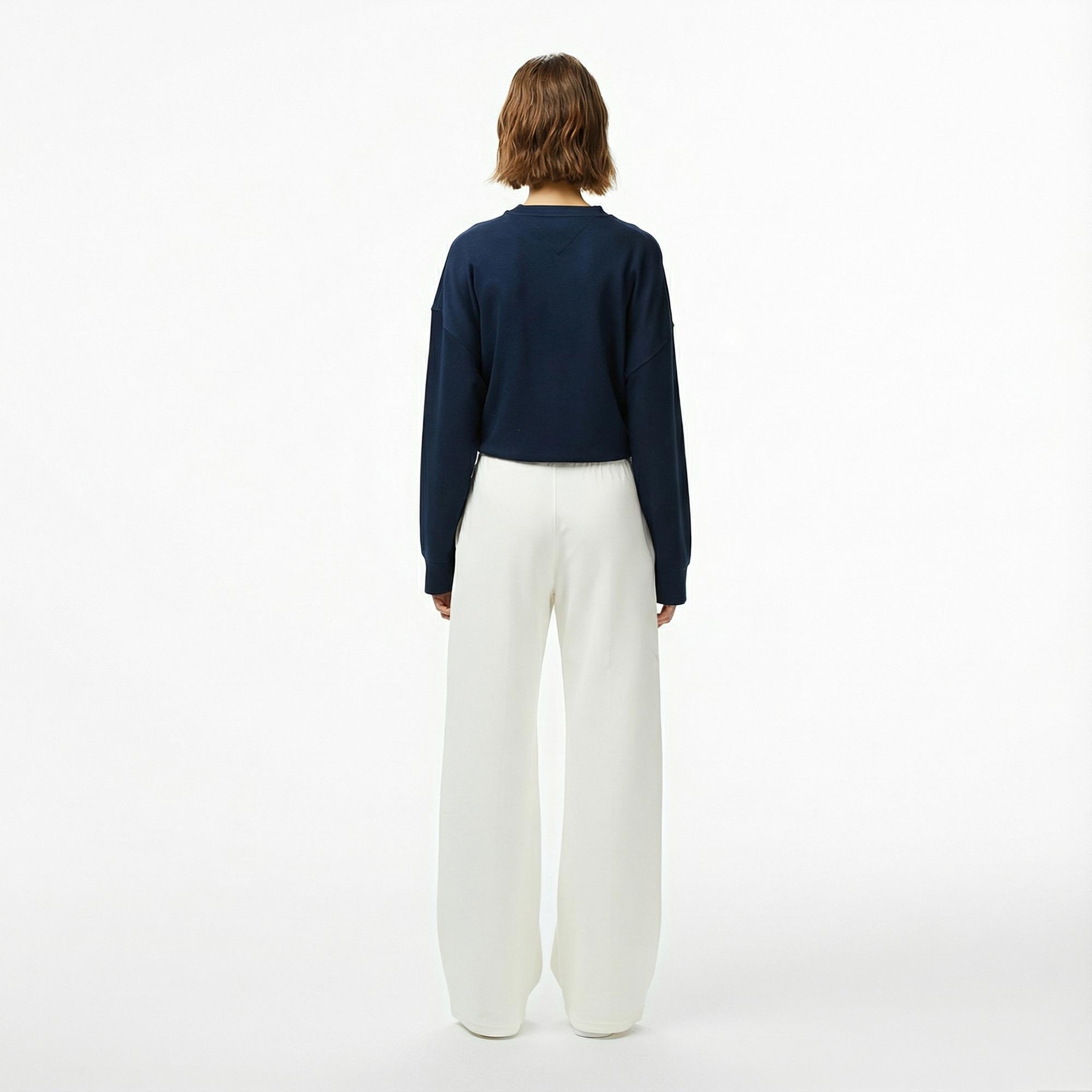 Tommy Hilfiger Script Straight Pique Kadın Beyaz Eşofman Altı