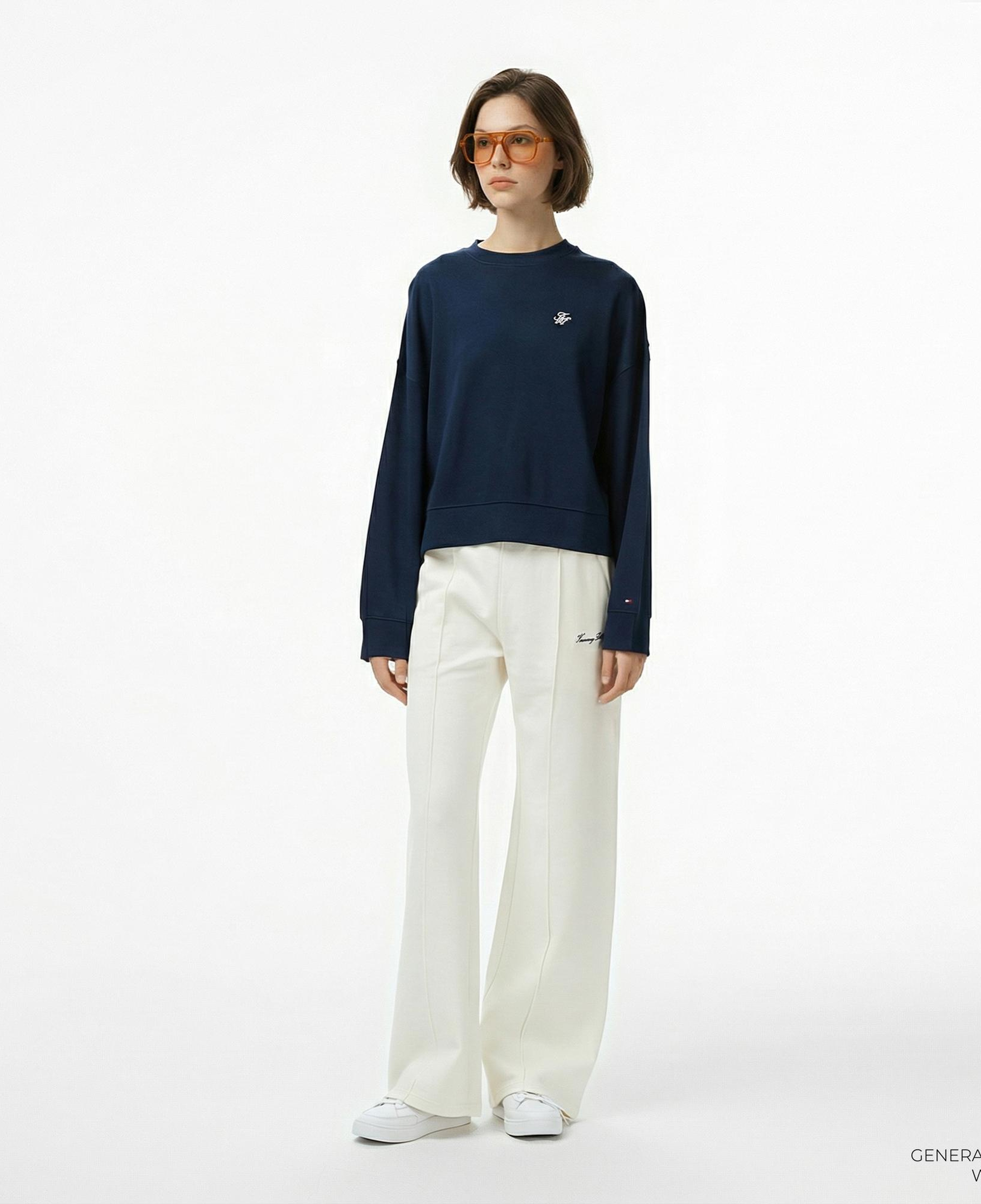 Tommy Hilfiger Script Straight Pique Kadın Beyaz Eşofman Altı