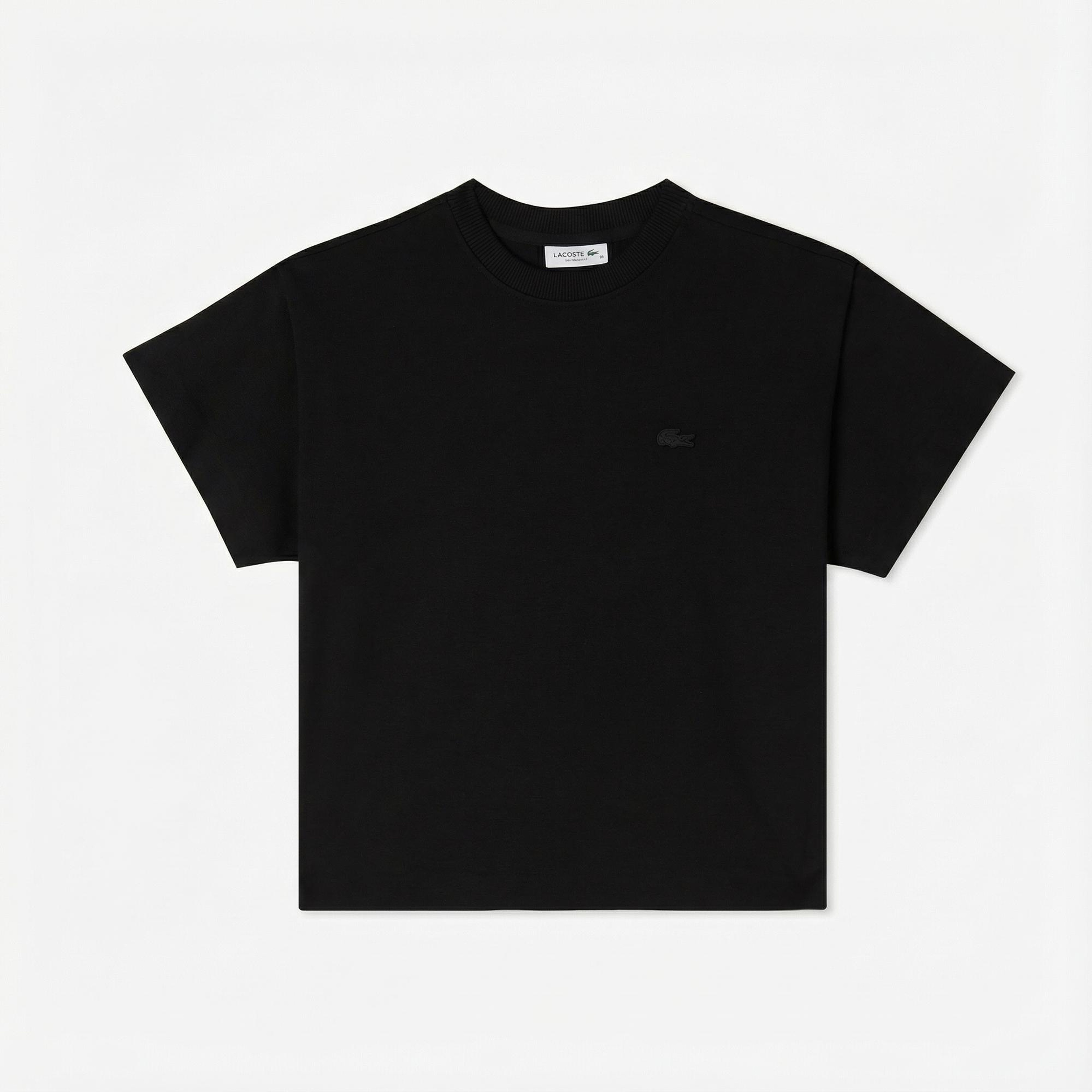 Lacoste Kadın Loose Fit Bisiklet Yaka Siyah T-Shirt