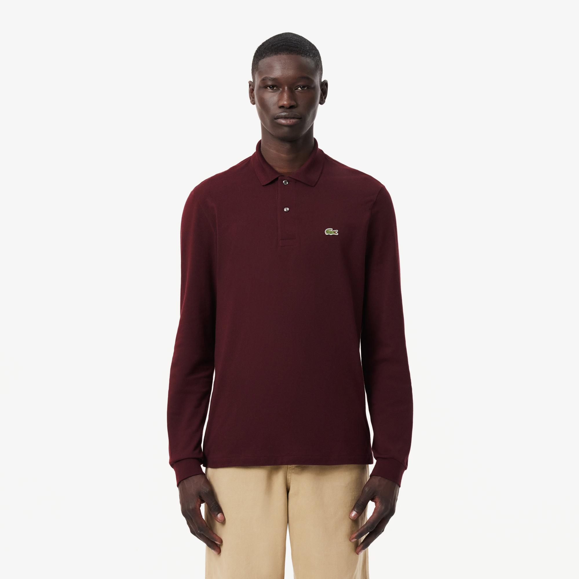 Lacoste L.12.12 Erkek Classic Fit Uzun Kollu Bordo Polo