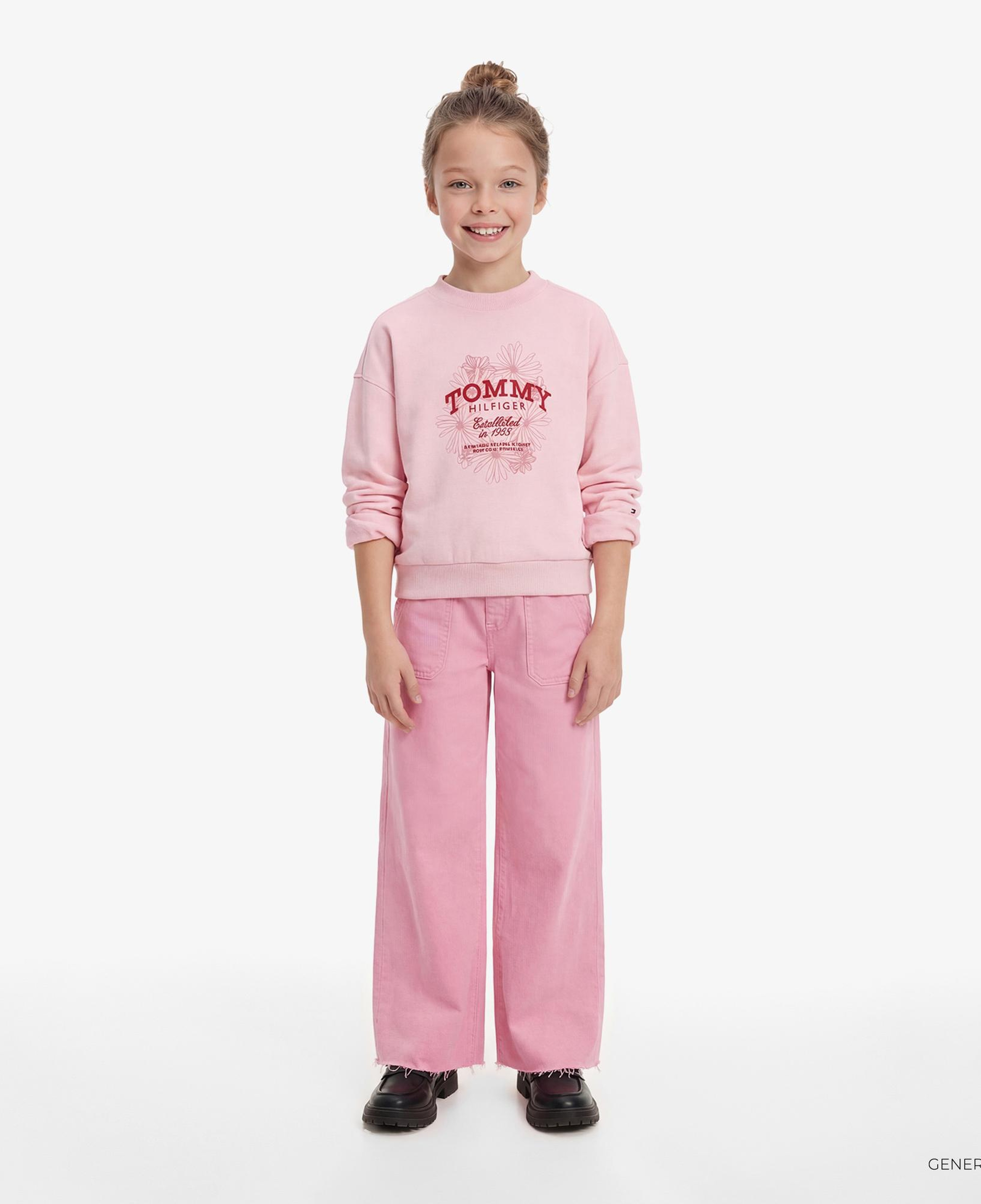 Tommy Hilfiger Flower Çocuk Pembe Sweatshirt