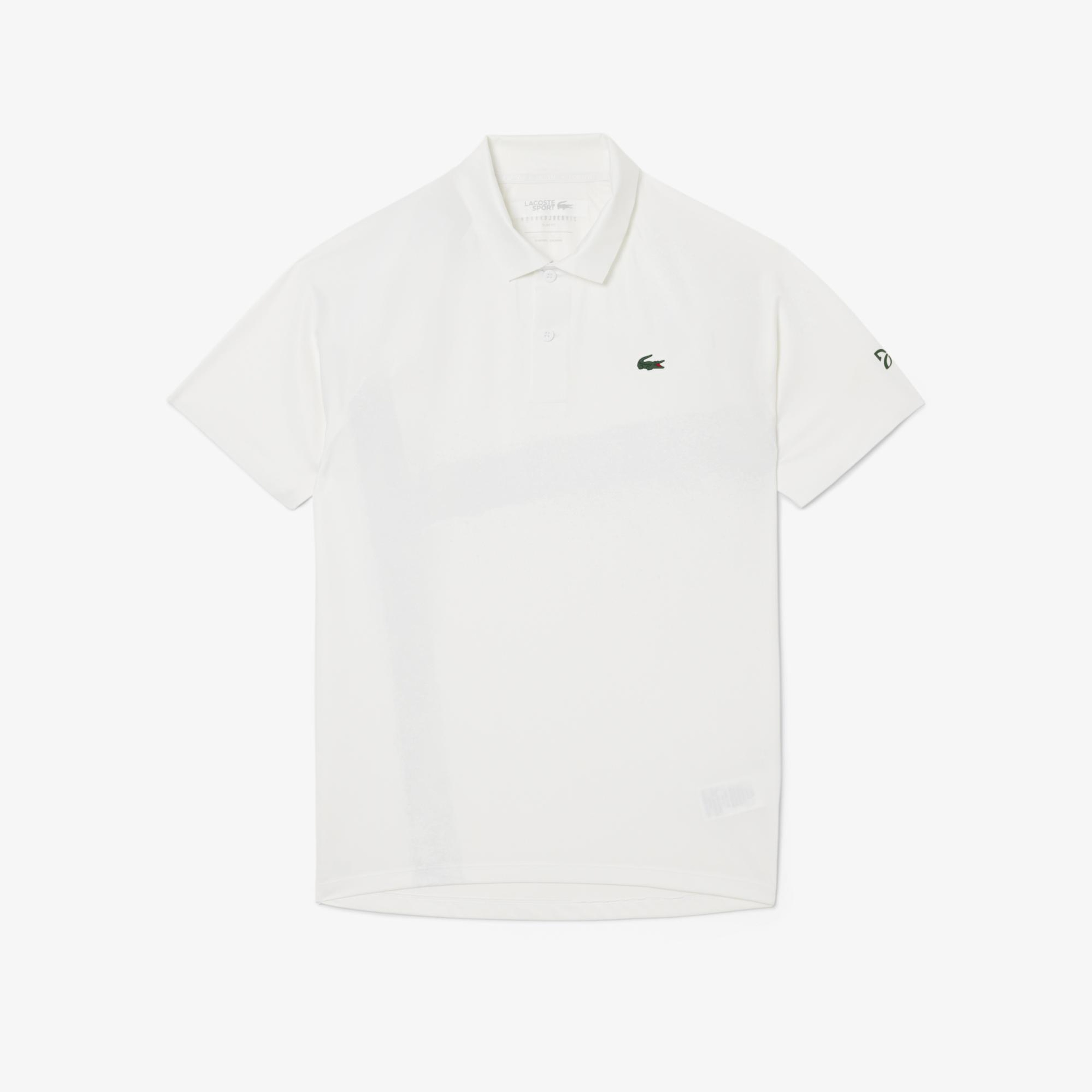 Lacoste Sport X Novak Djokovic Erkek Slim Fit Baskılı Beyaz Polo