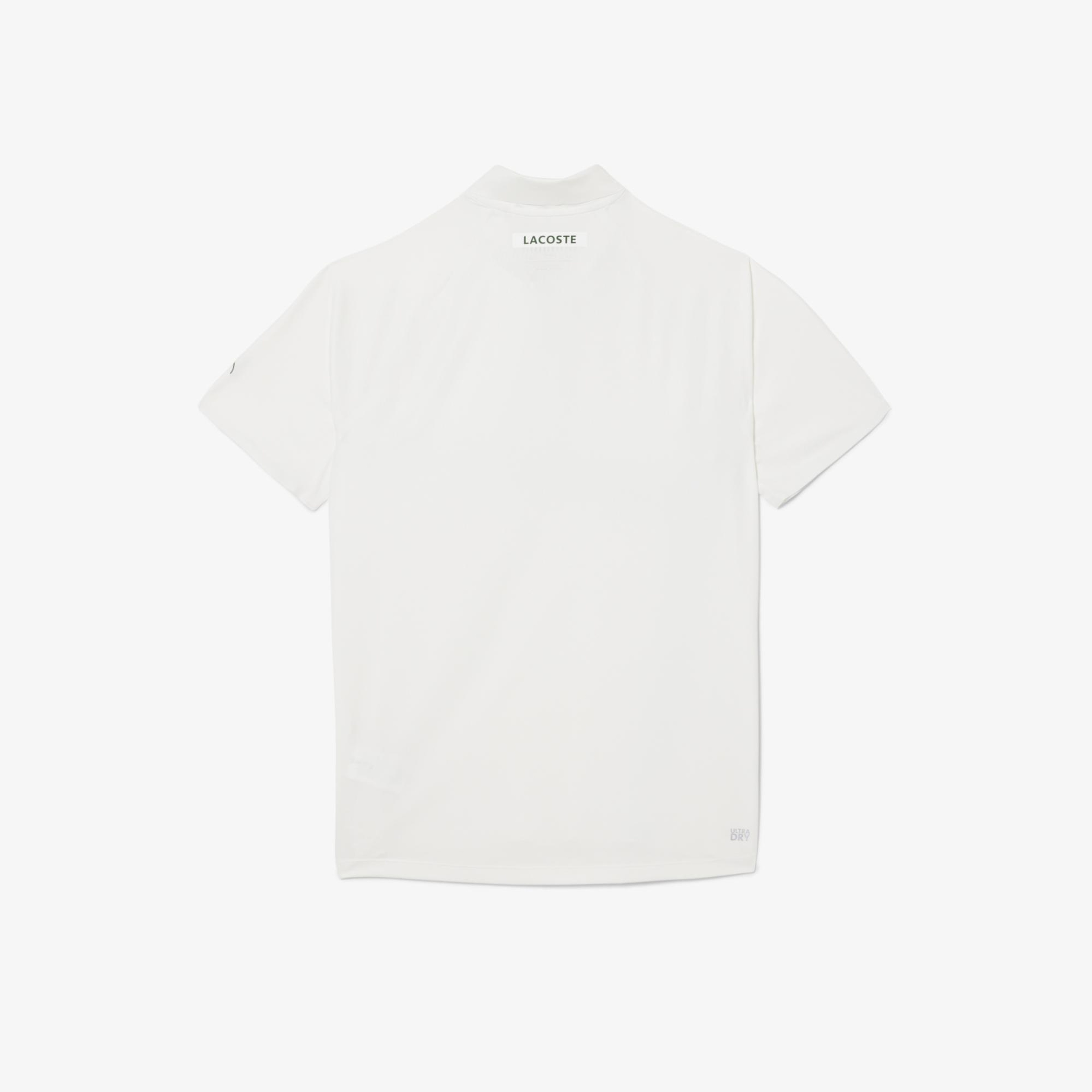 Lacoste Sport X Novak Djokovic Erkek Slim Fit Baskılı Beyaz Polo