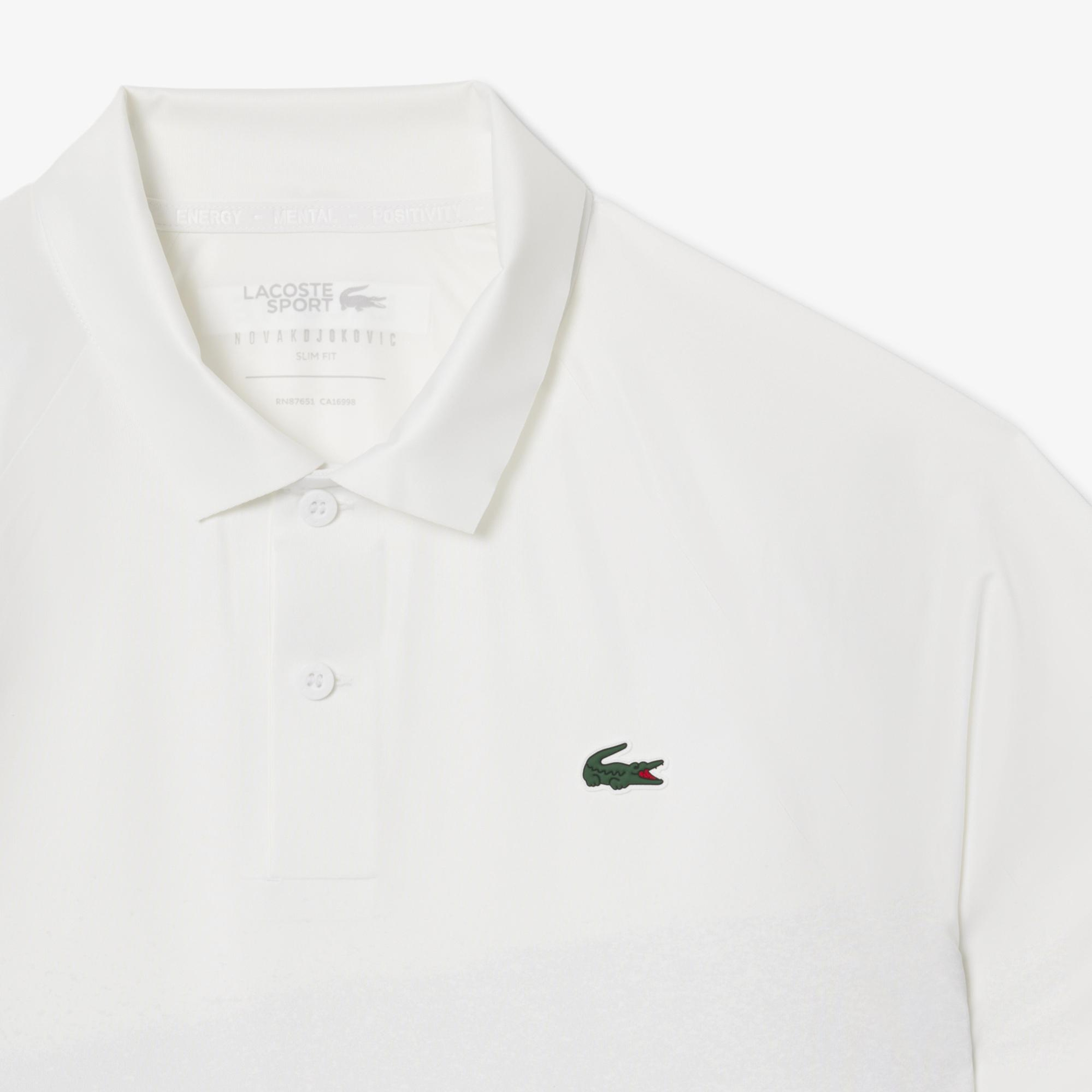 Lacoste Sport X Novak Djokovic Erkek Slim Fit Baskılı Beyaz Polo