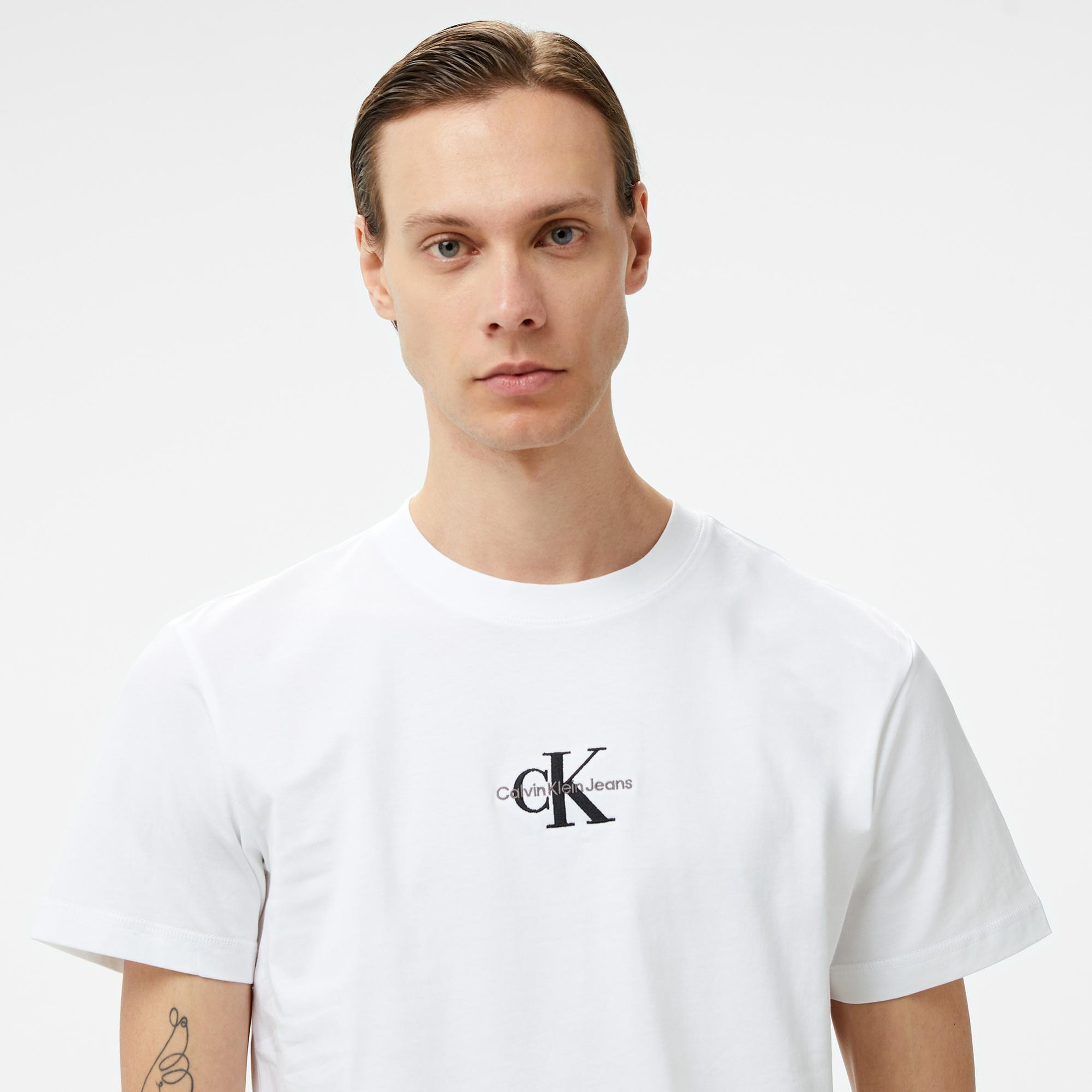 Calvin Klein Jeans Monologo Erkek Beyaz T-Shirt