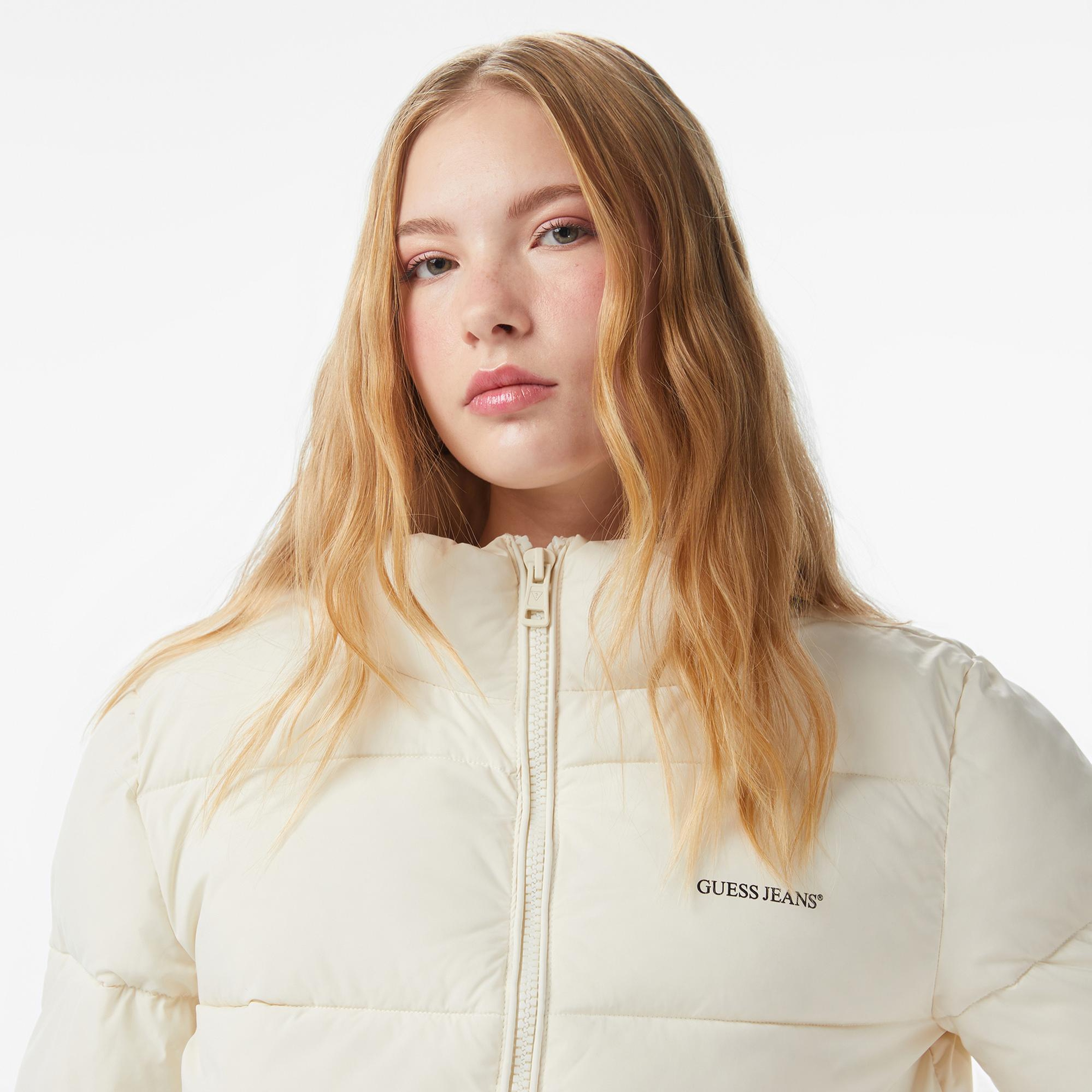 Guess Lenght Puffer Kadın Krem Mont