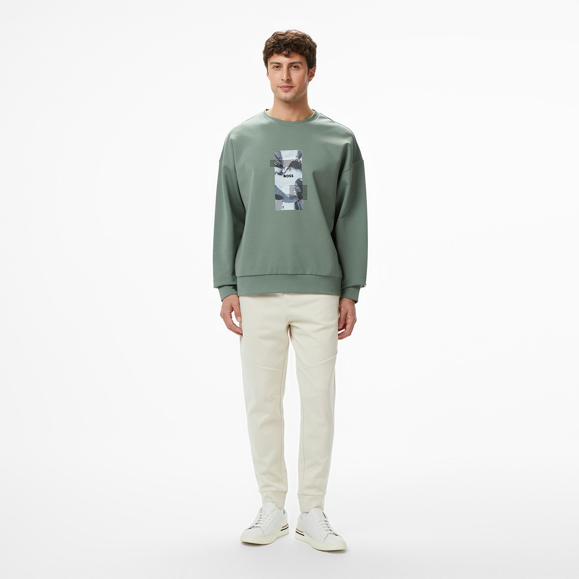 Boss Stenson Zone Erkek Yeşil Sweatshirt