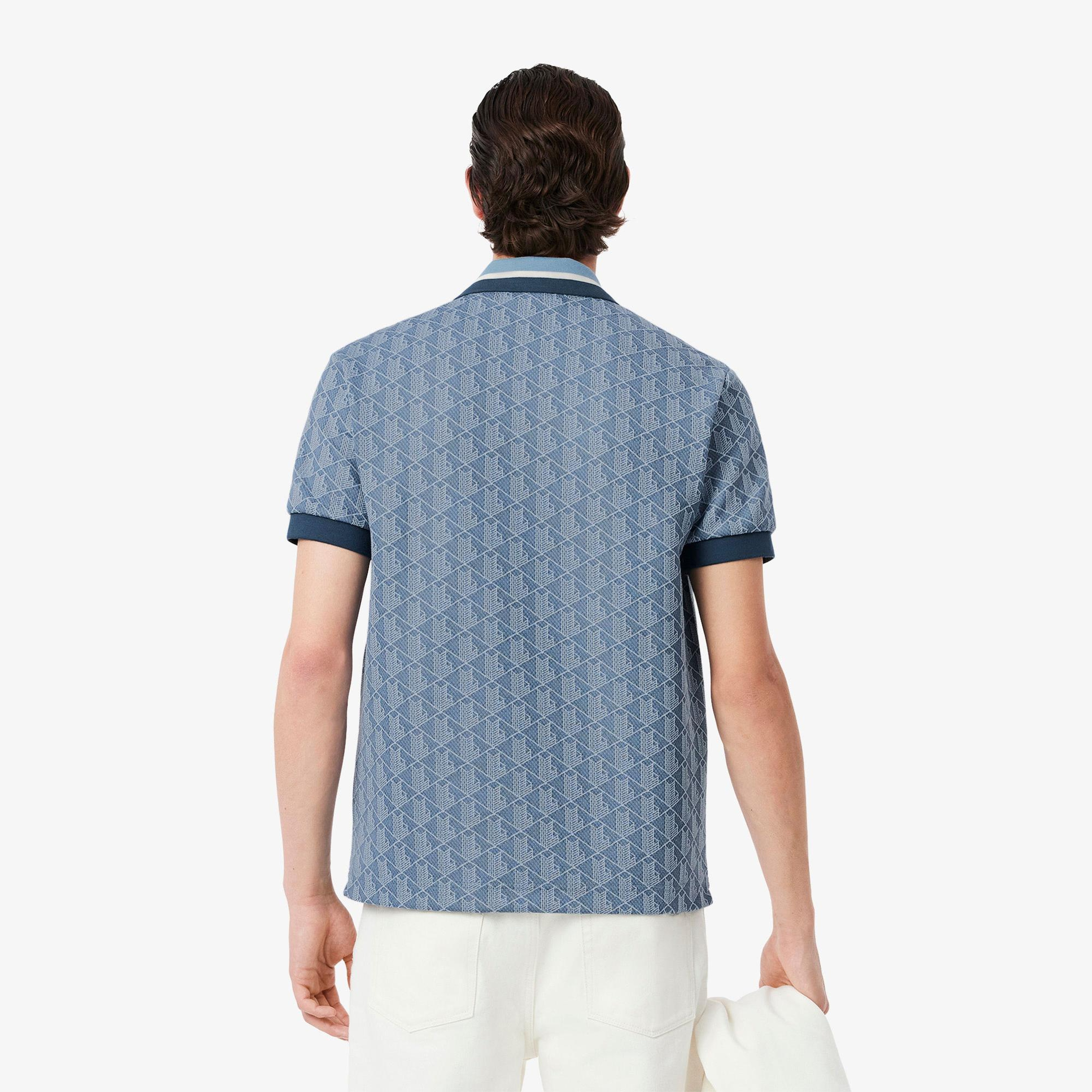 Lacoste Erkek Classic Fit Monogram Mavi Polo
