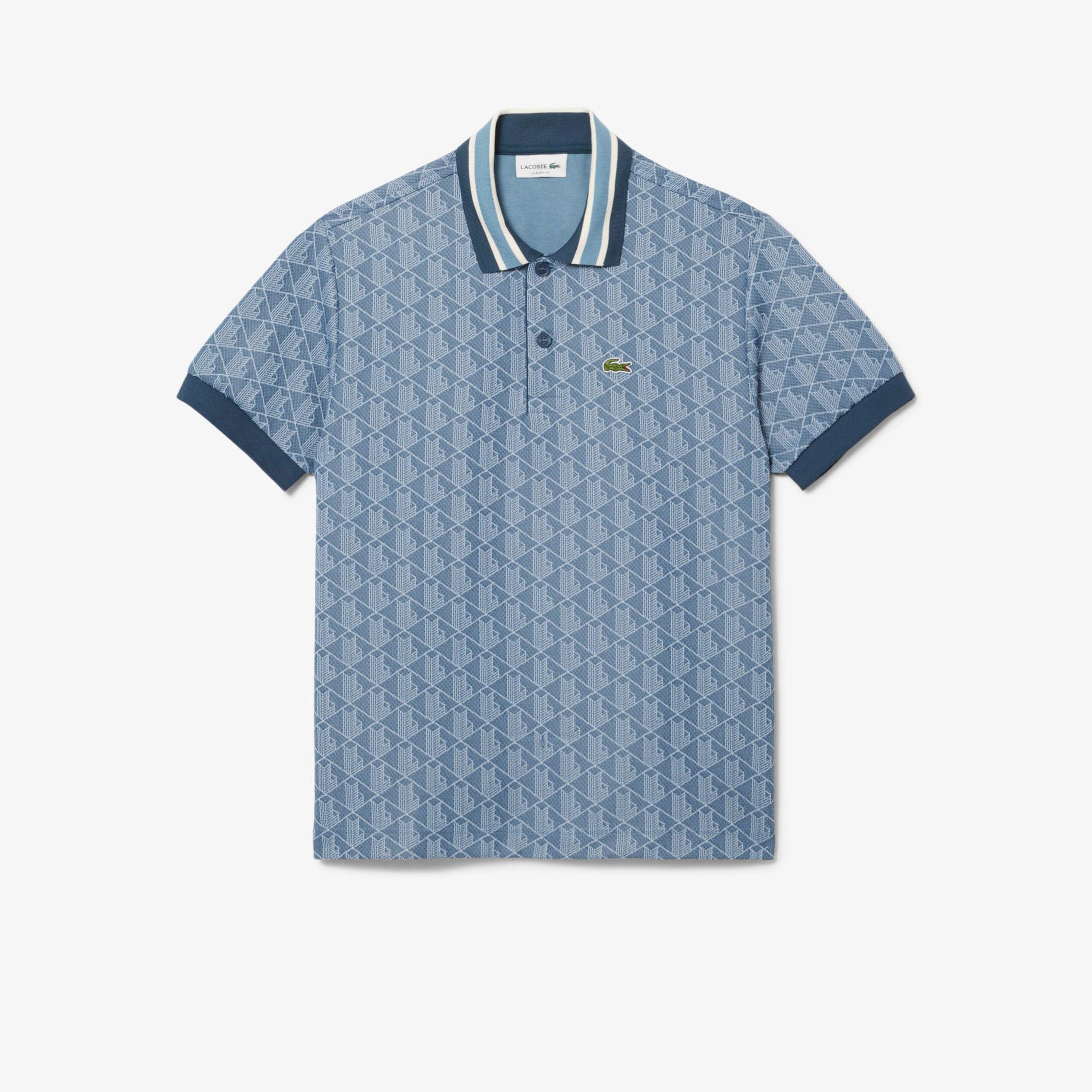 Lacoste Erkek Classic Fit Monogram Mavi Polo