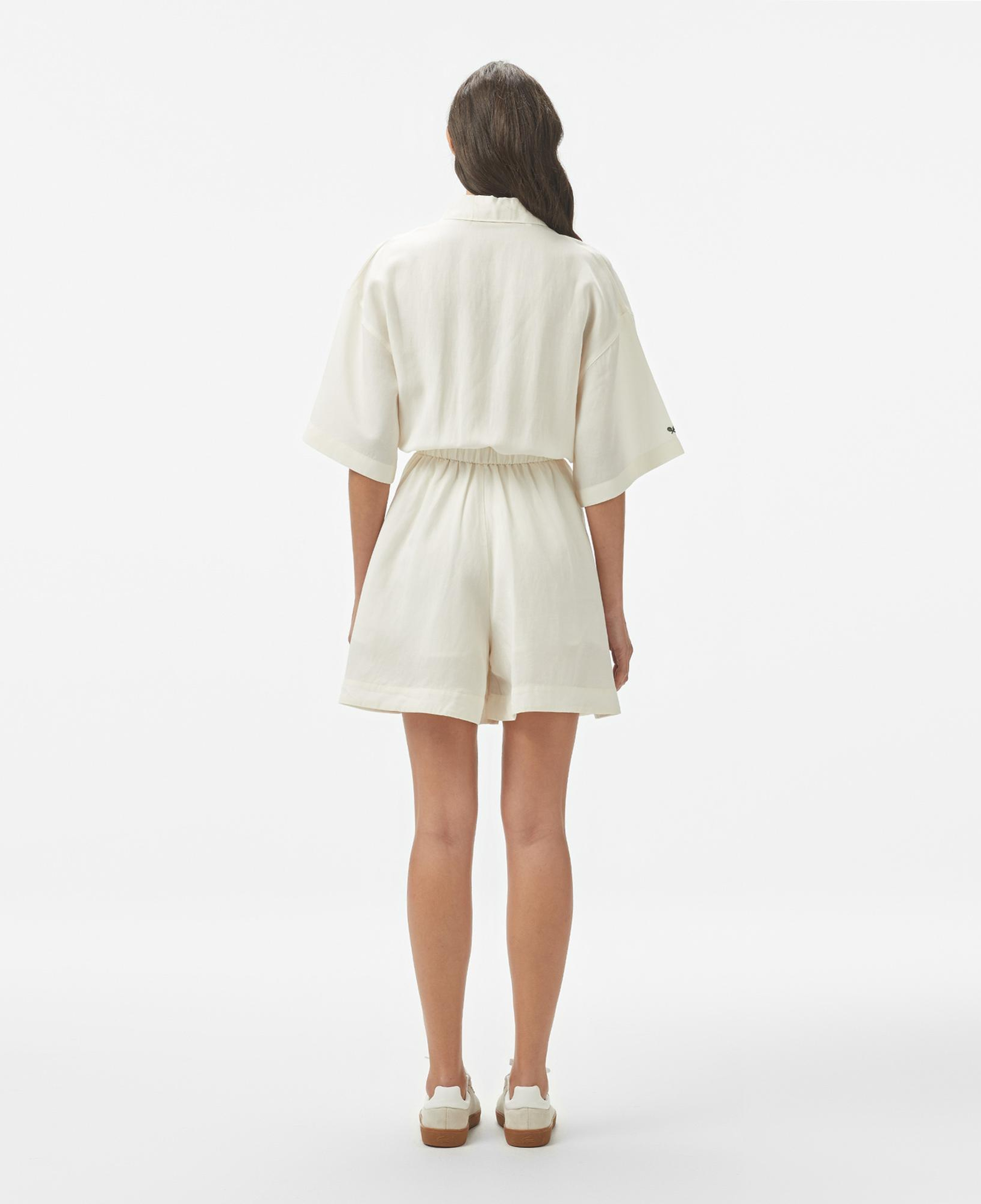 Lacoste Kadın Flare Fit Kısa Kollu Gömlek Yaka Beyaz Elbise