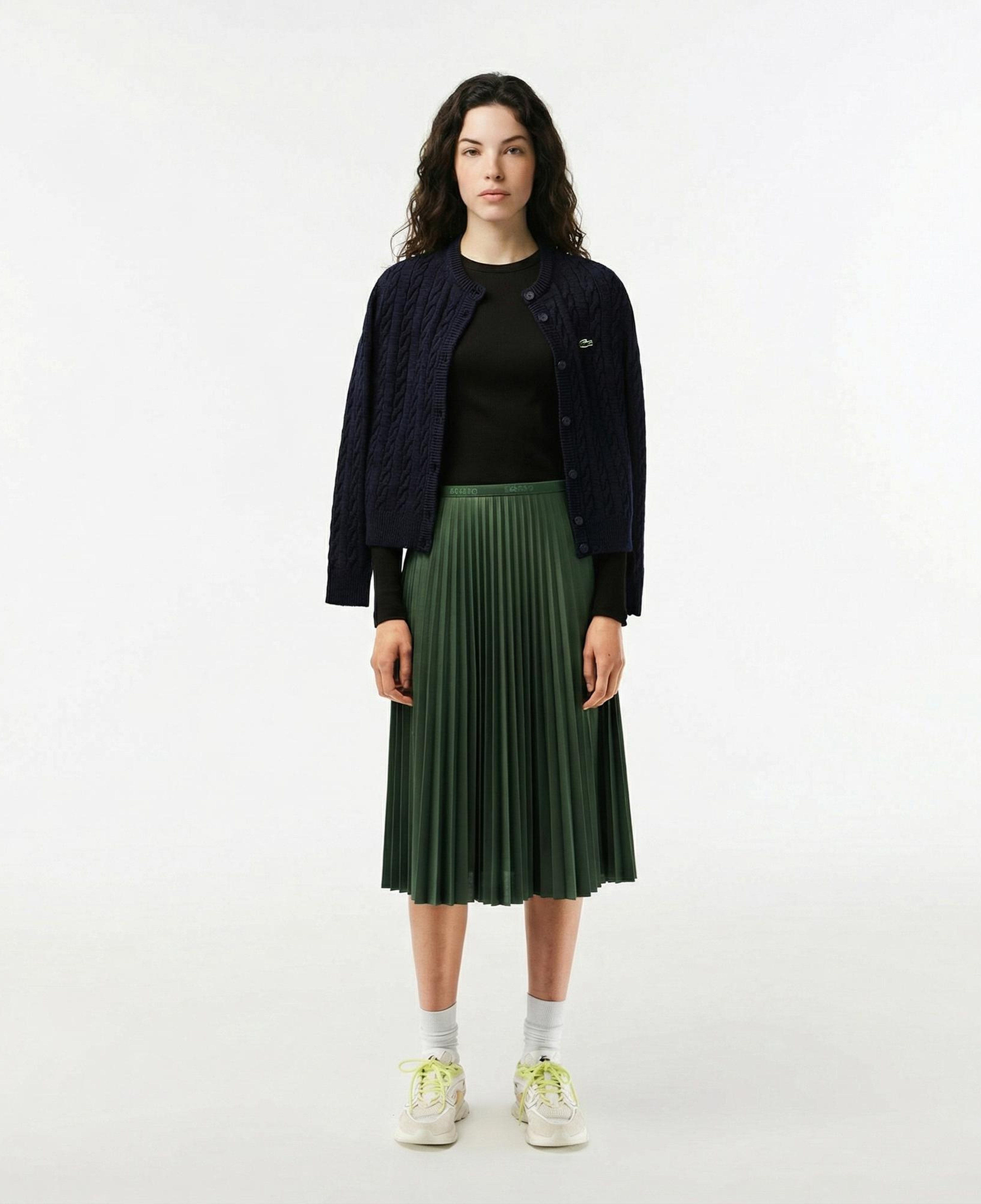 Lacoste Kadın Slim Fit Uzun Kollu Bisiklet Yaka Siyah T-Shirt