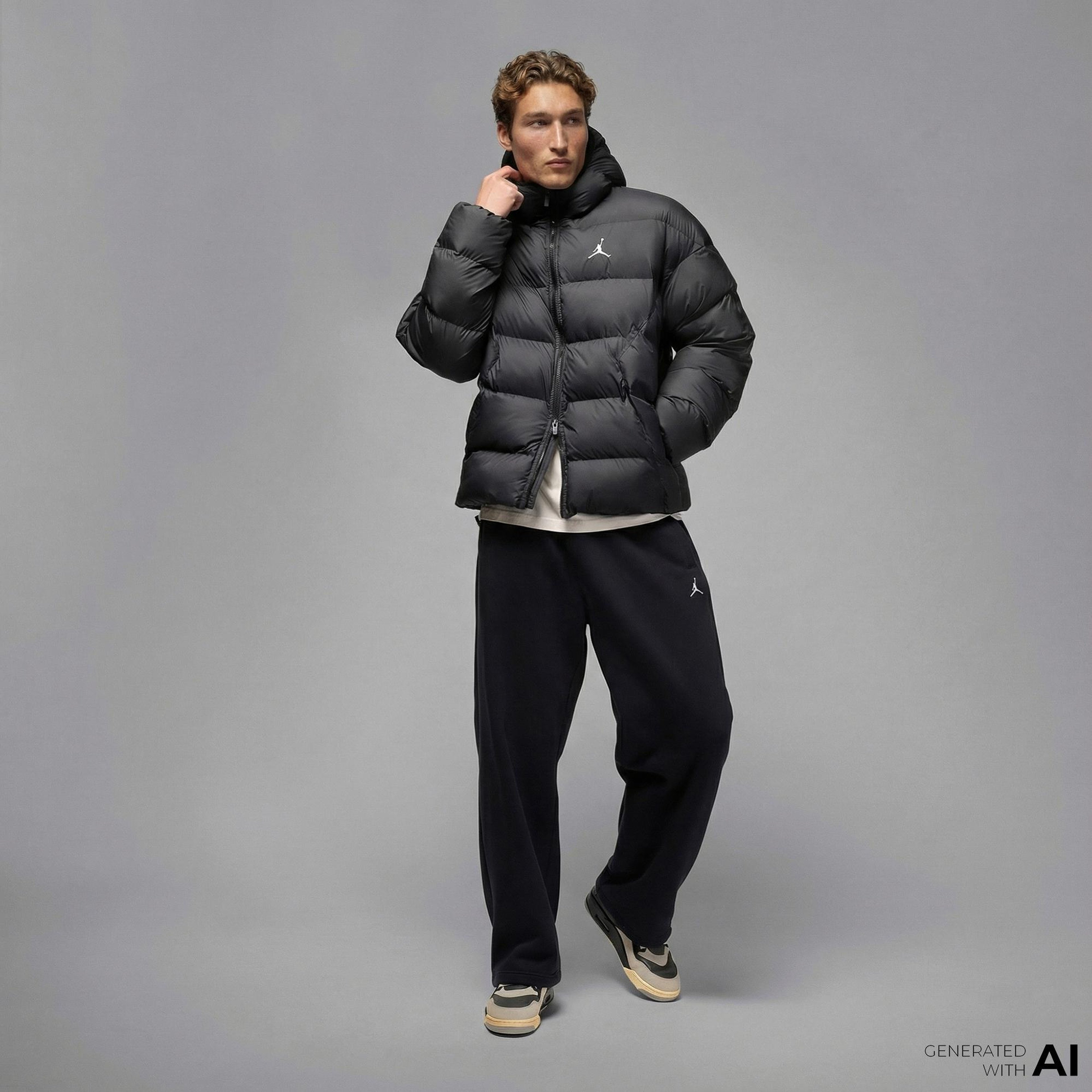 Jordan Brooklyn Puffer Erkek Siyah Mont