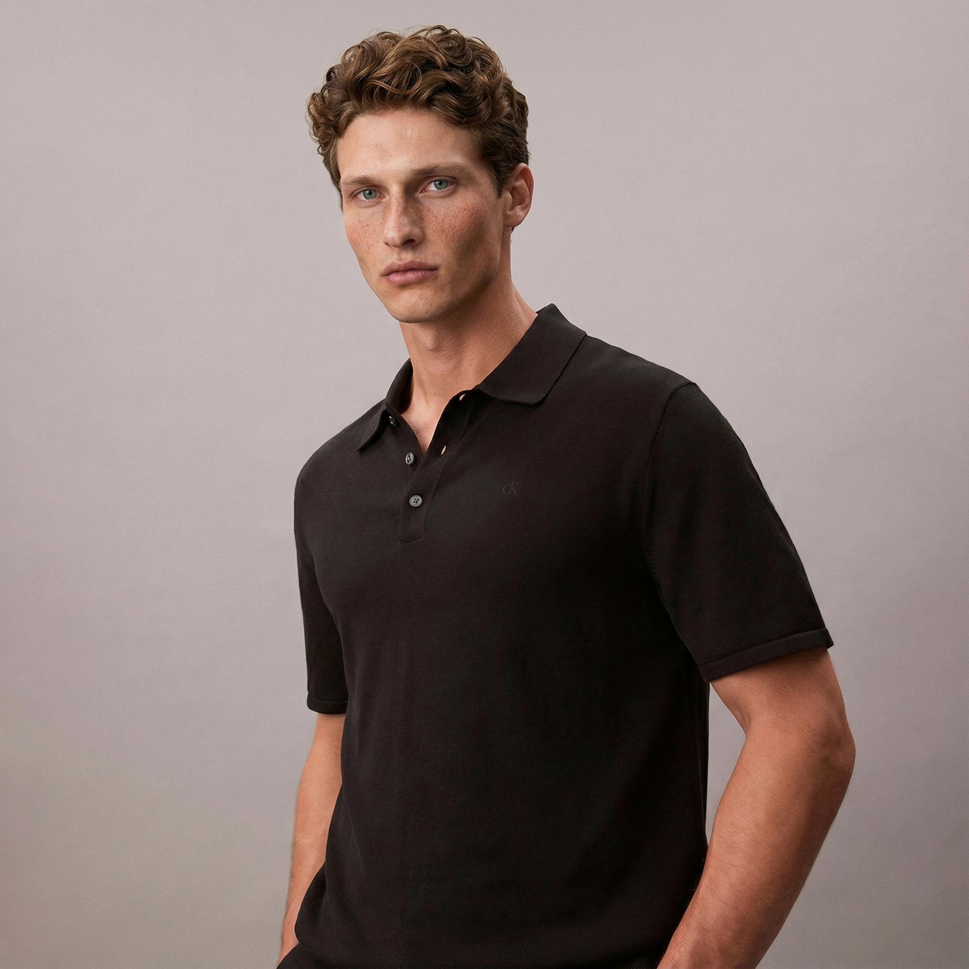 Calvin Klein Supima Polo Erkek Siyah Triko