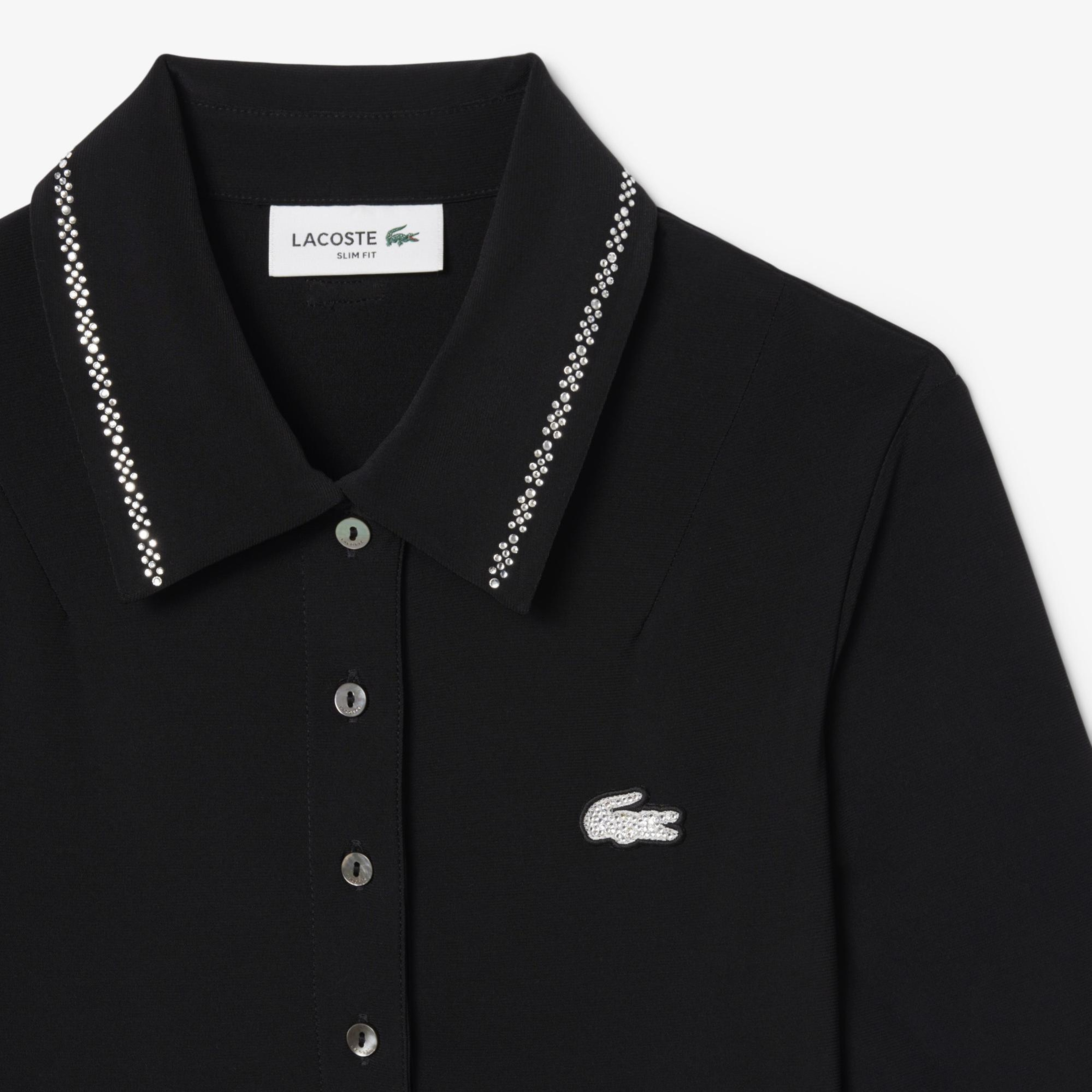 Lacoste Kadın Slim Fit Kısa Kollu Polo Yaka Siyah Elbise